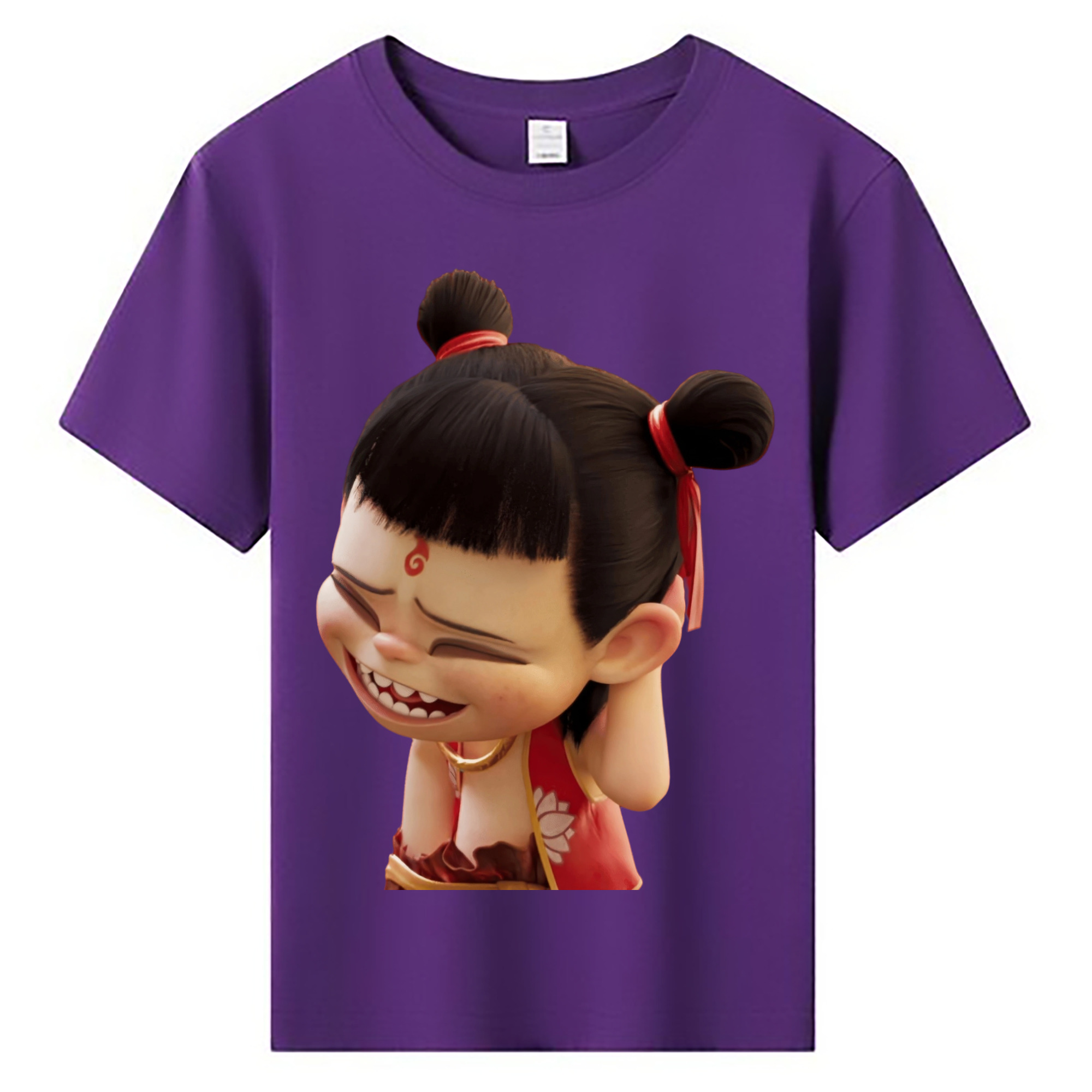 （画像用） Ne Zha 2 ナタ 魔童の大暴れ 綿100％キッズTシャツ（フロントプリント）