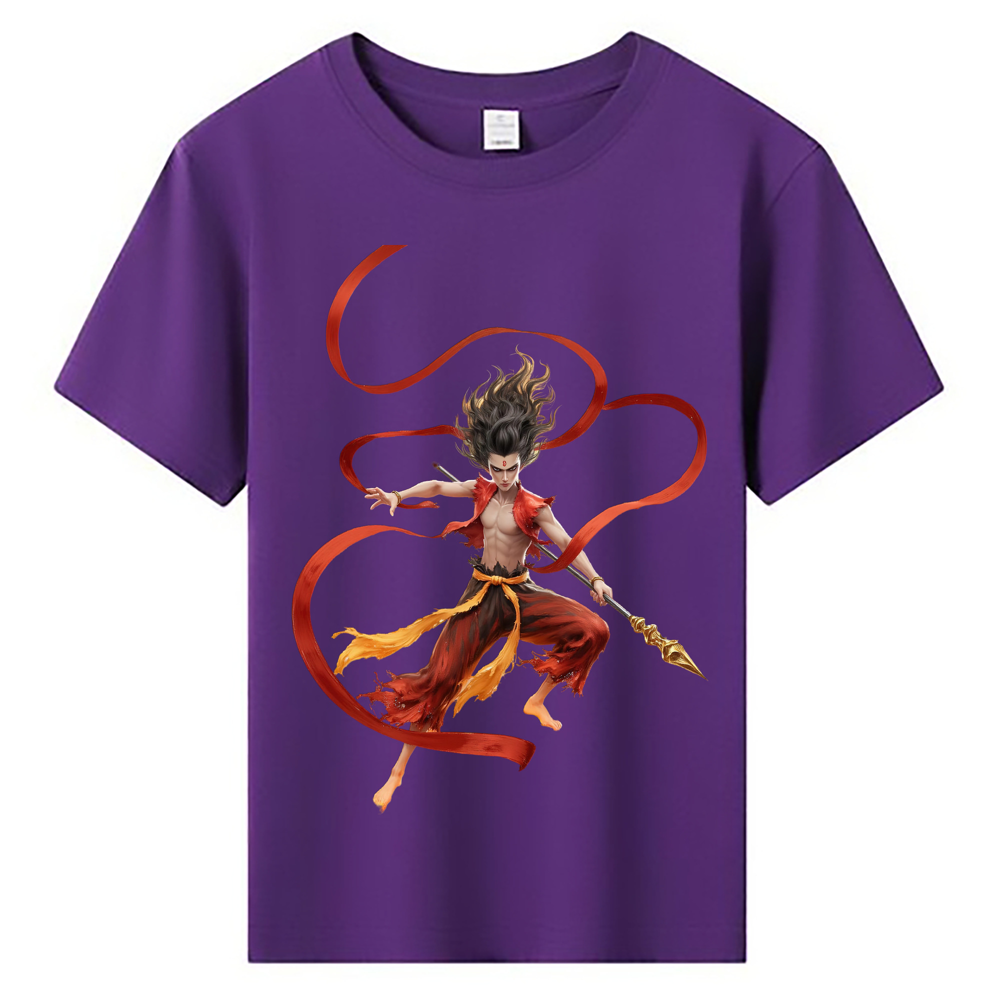 （画像用） Ne Zha 2 ナタ 魔童の大暴れ 綿100％キッズTシャツ（フロントプリント）