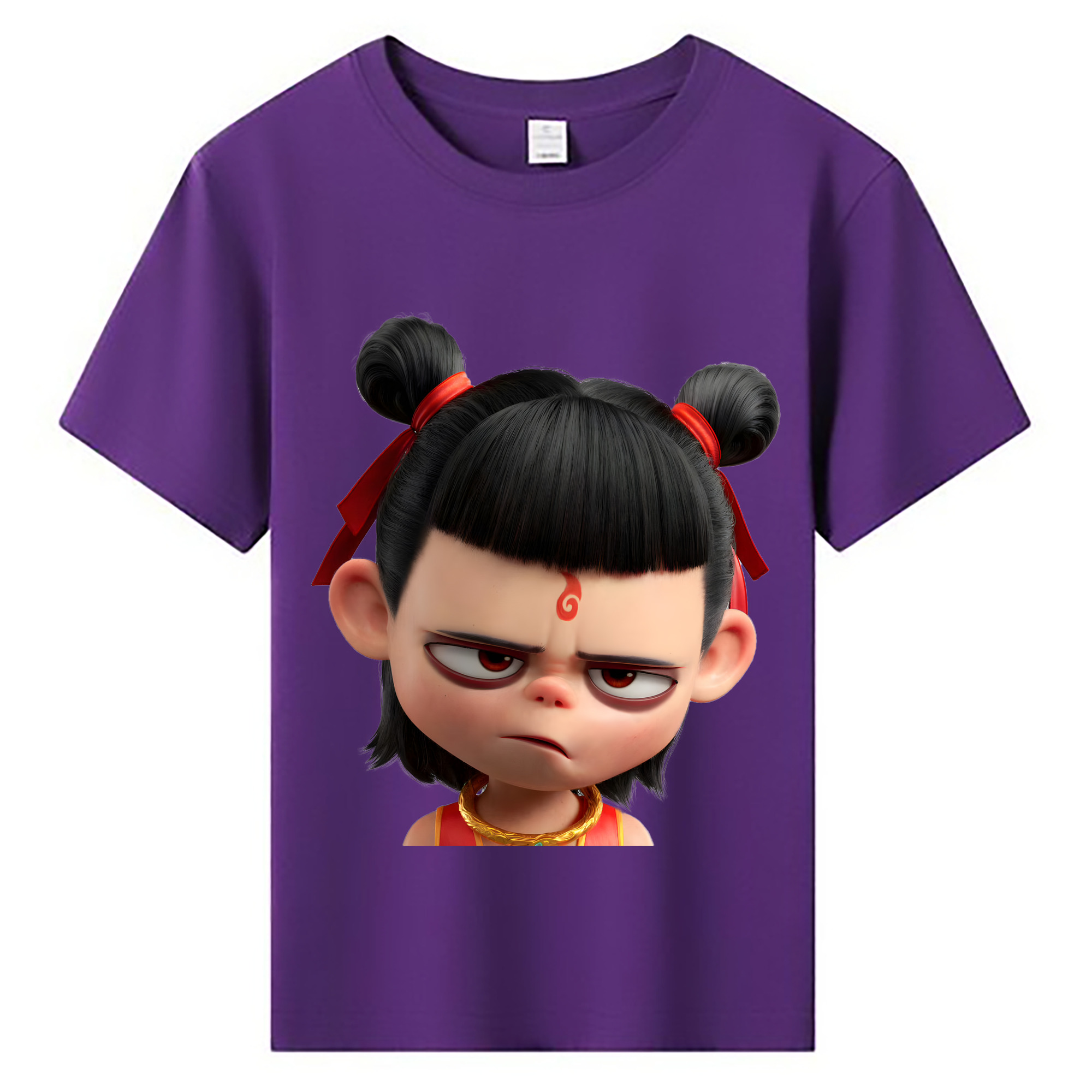 （画像用） Ne Zha 2 ナタ 魔童の大暴れ 綿100％キッズTシャツ（フロントプリント）