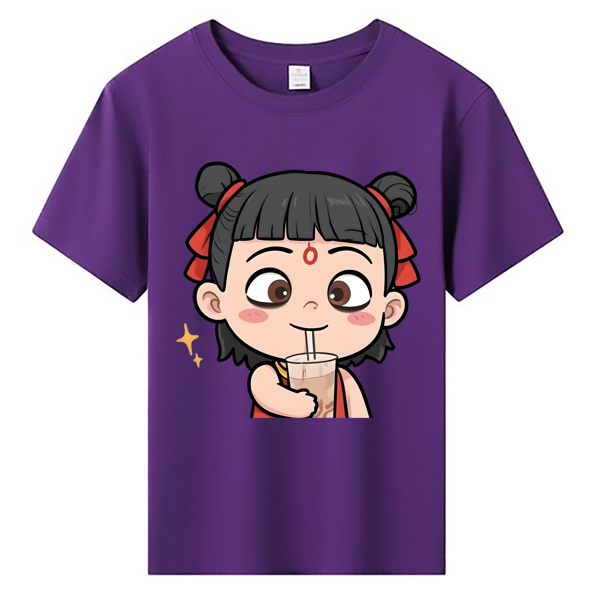 （画像用） Ne Zha 2 ナタ 魔童の大暴れ 綿100％キッズTシャツ（フロントプリント）