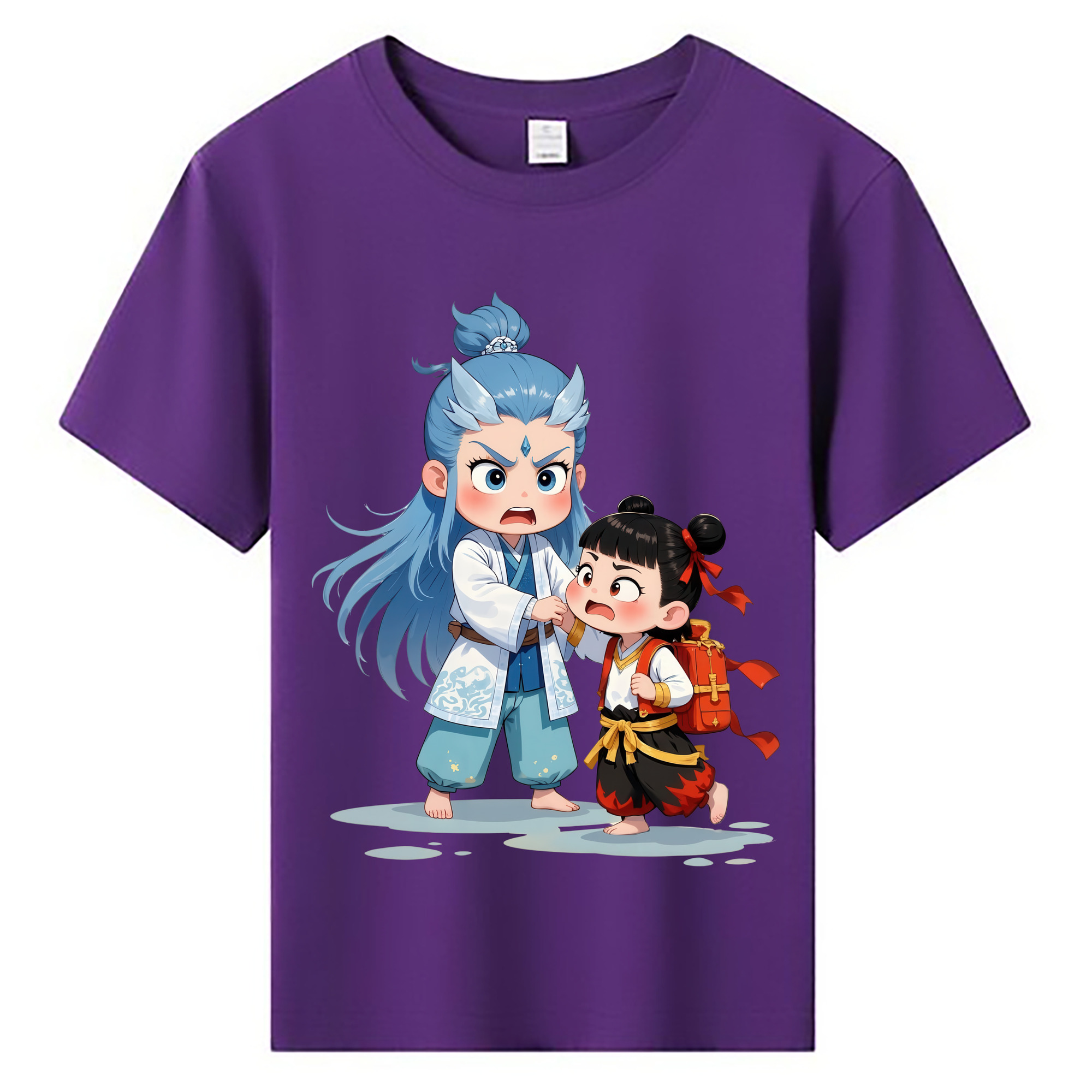 （画像用） Ne Zha 2 ナタ 魔童の大暴れ 綿100％キッズTシャツ（フロントプリント）