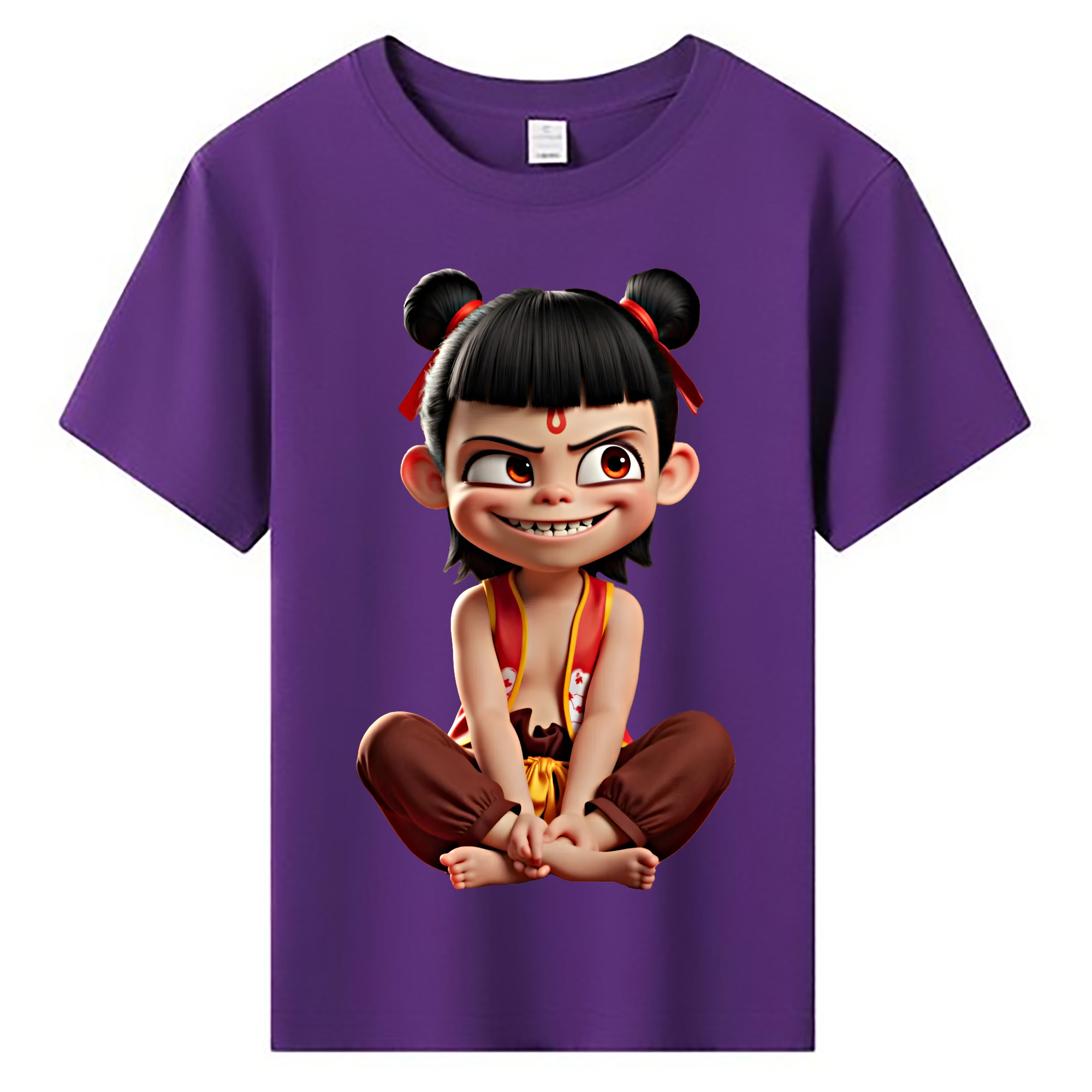 （画像用） Ne Zha 2 ナタ 魔童の大暴れ 綿100％キッズTシャツ（フロントプリント）
