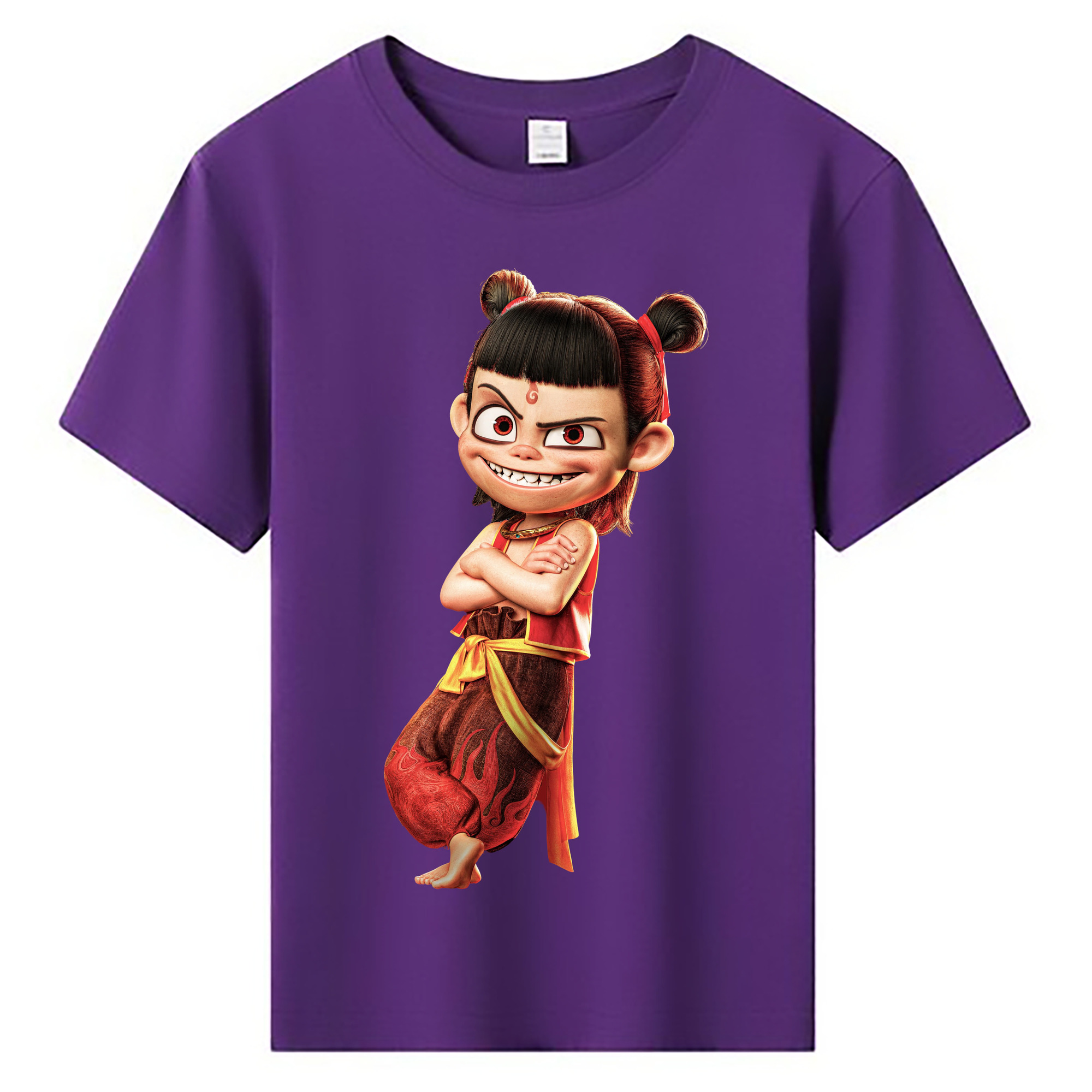 （画像用） Ne Zha 2 ナタ 魔童の大暴れ 綿100％キッズTシャツ（フロントプリント）