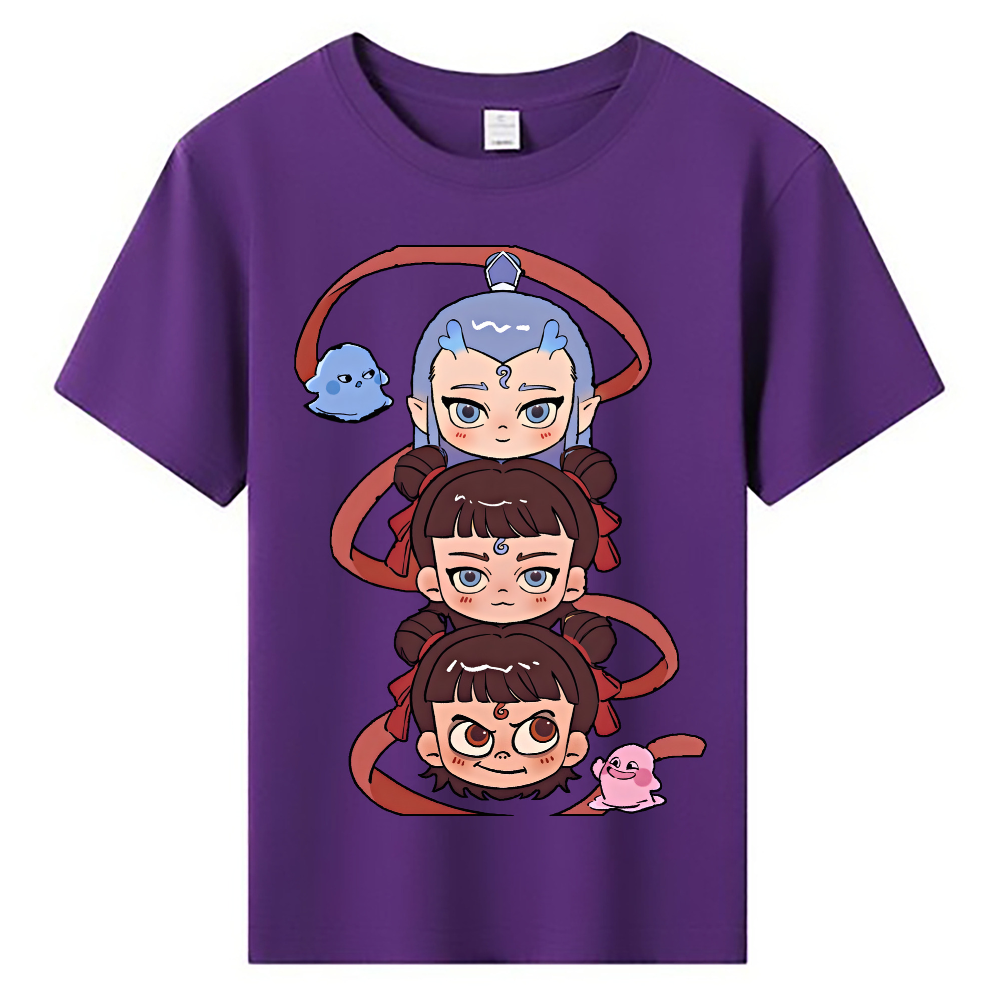 （画像用） Ne Zha 2 ナタ 魔童の大暴れ 綿100％キッズTシャツ（フロントプリント）