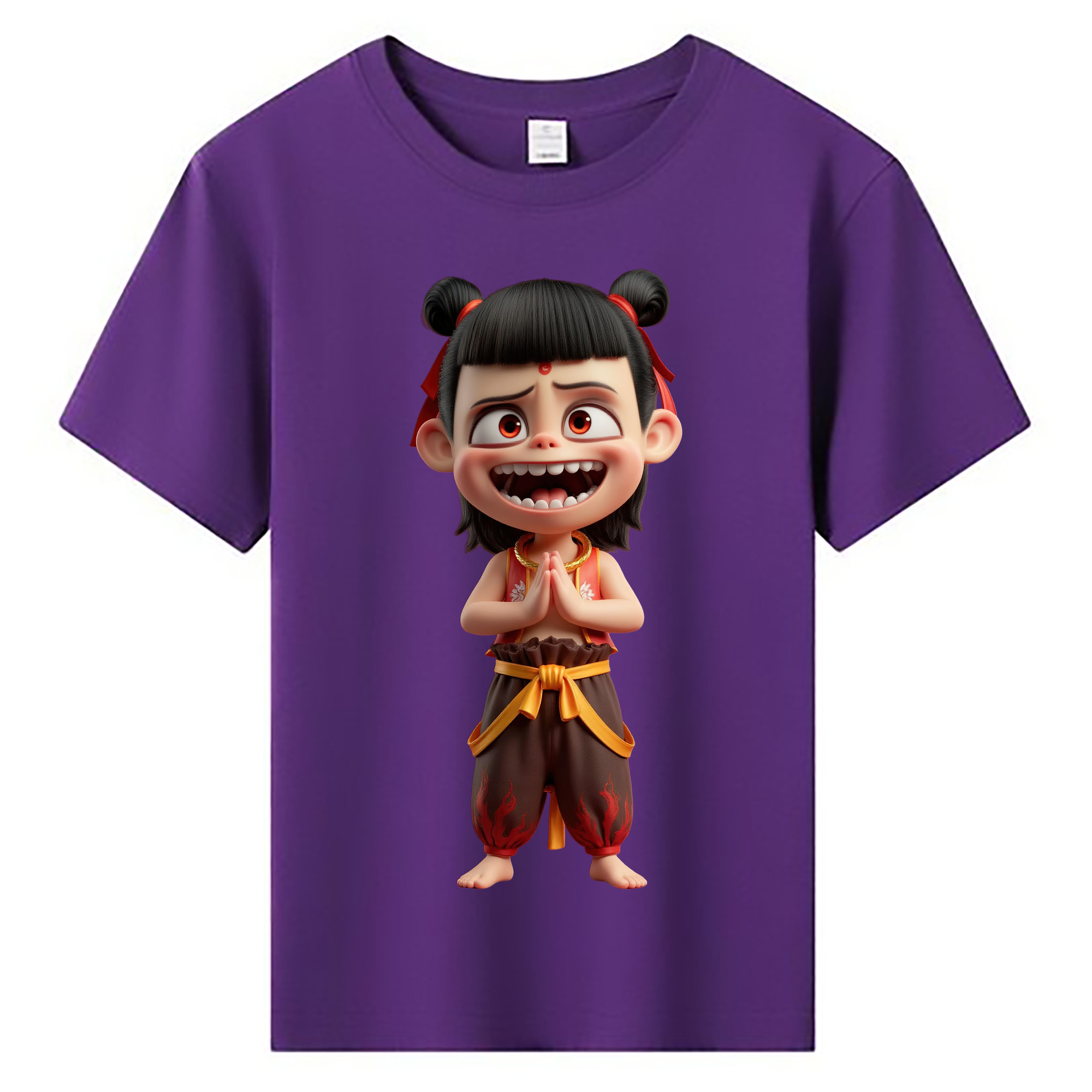 （画像用） Ne Zha 2 ナタ 魔童の大暴れ 綿100％キッズTシャツ（フロントプリント）