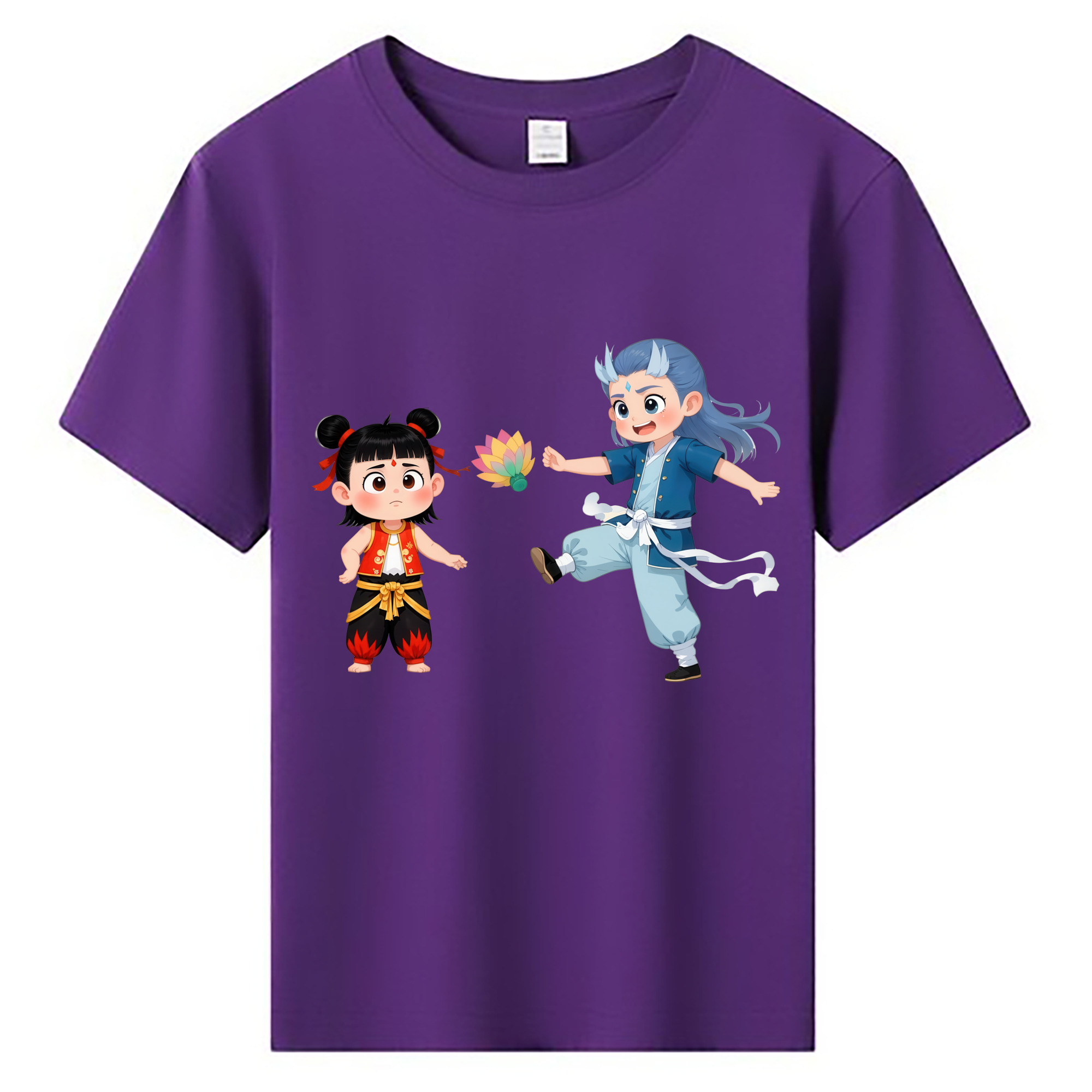 （画像用） Ne Zha 2 ナタ 魔童の大暴れ 綿100％キッズTシャツ（フロントプリント）