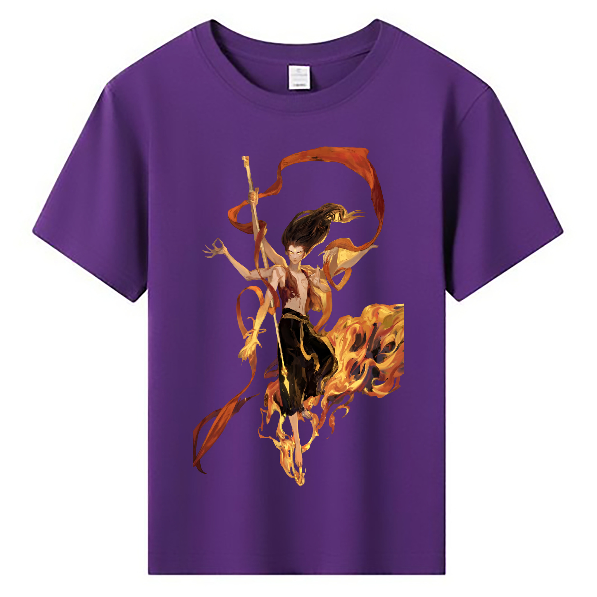 （画像用） Ne Zha 2 ナタ 魔童の大暴れ 綿100％キッズTシャツ（フロントプリント）
