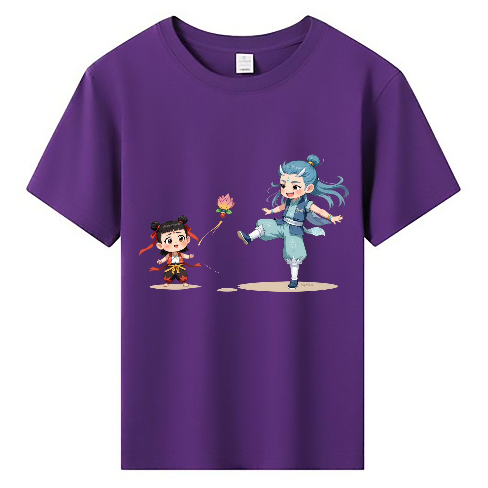 （画像用） Ne Zha 2 ナタ 魔童の大暴れ 綿100％キッズTシャツ（フロントプリント）