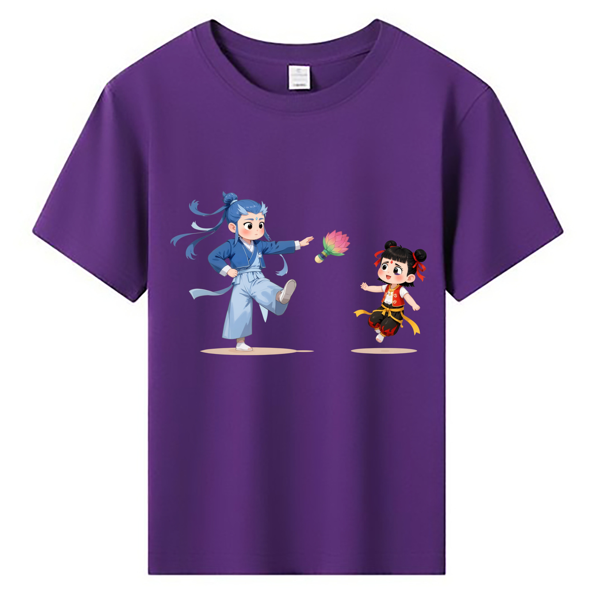 （画像用） Ne Zha 2 ナタ 魔童の大暴れ 綿100％キッズTシャツ（フロントプリント）