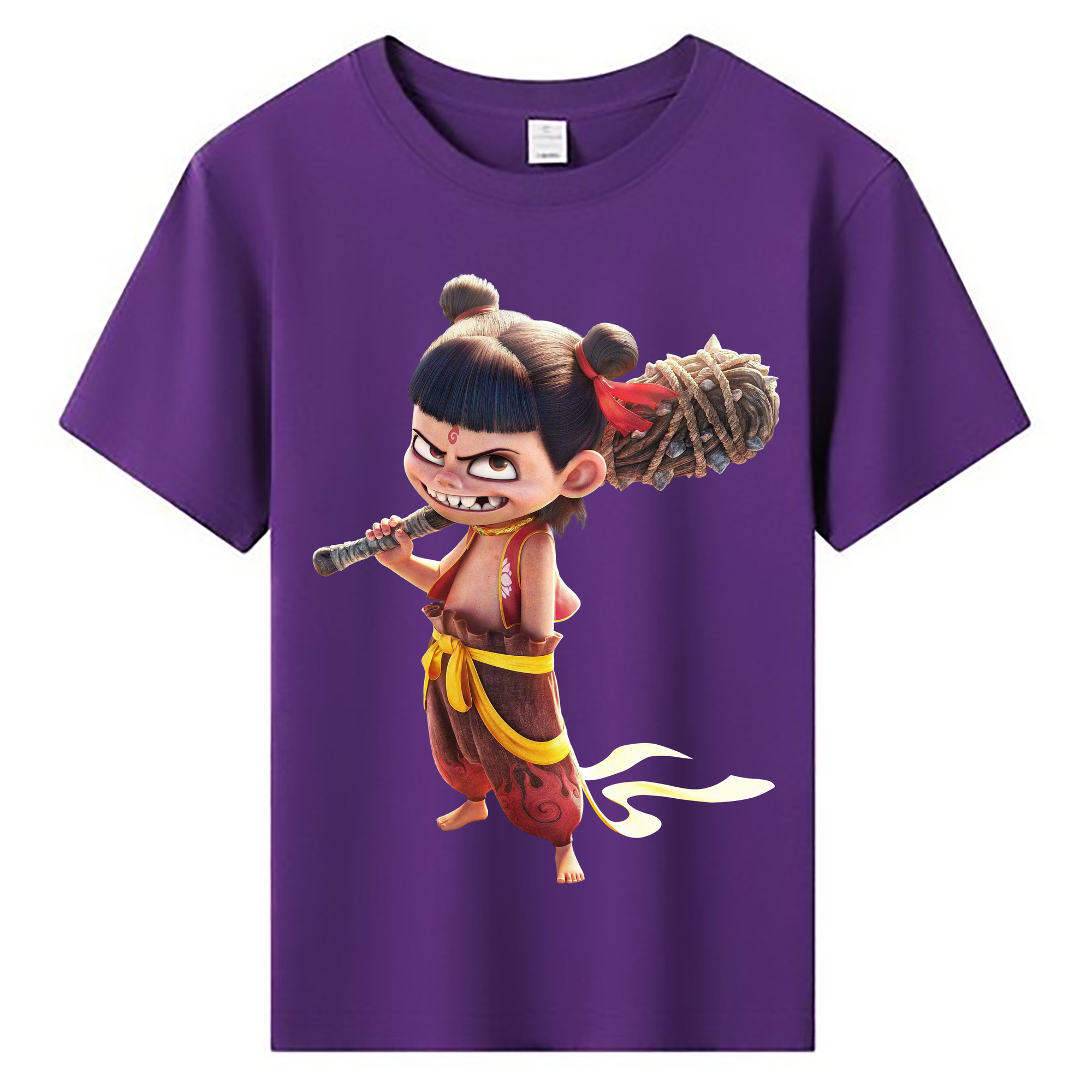 （画像用） Ne Zha 2 ナタ 魔童の大暴れ 綿100％キッズTシャツ（フロントプリント）