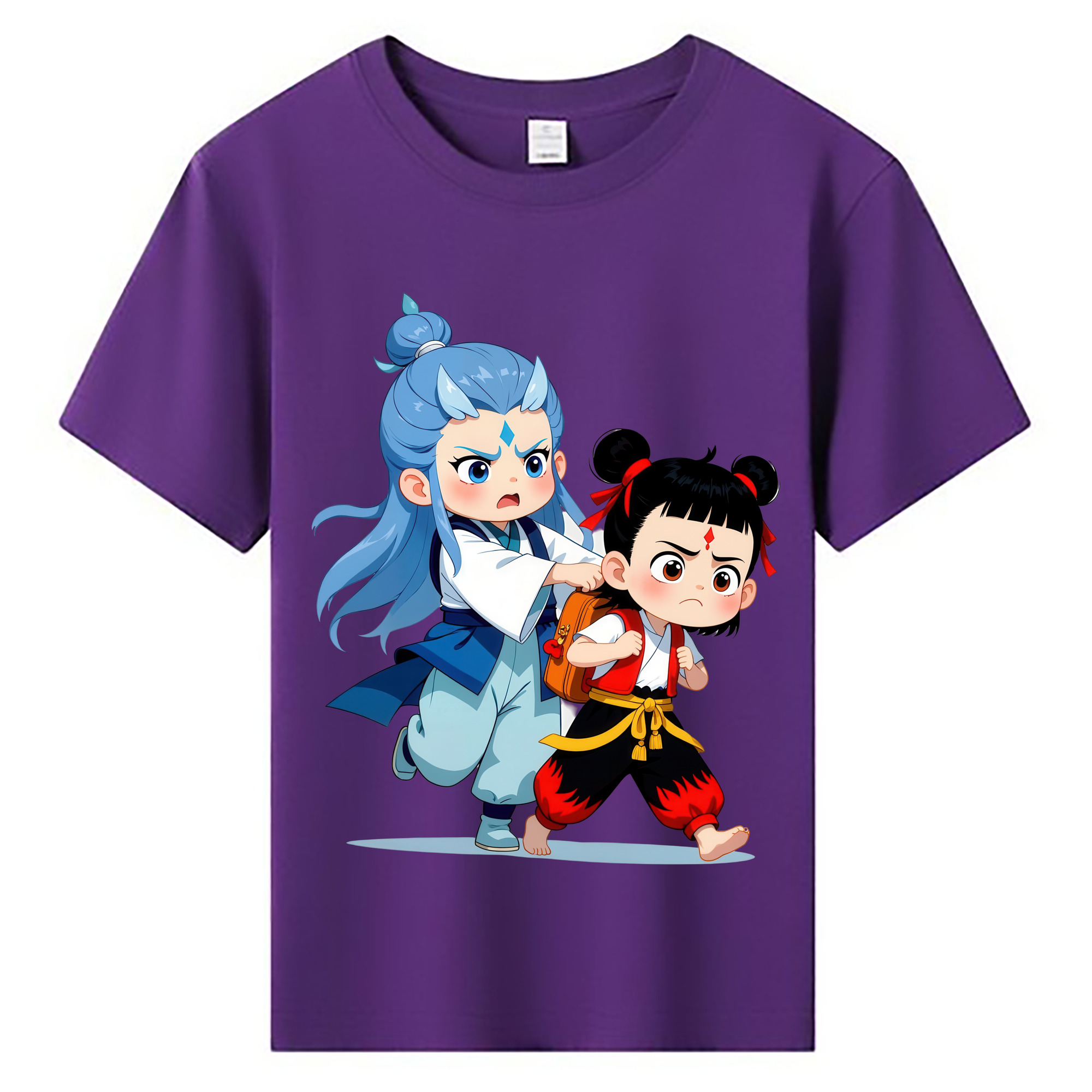 （画像用） Ne Zha 2 ナタ 魔童の大暴れ 綿100％キッズTシャツ（フロントプリント）