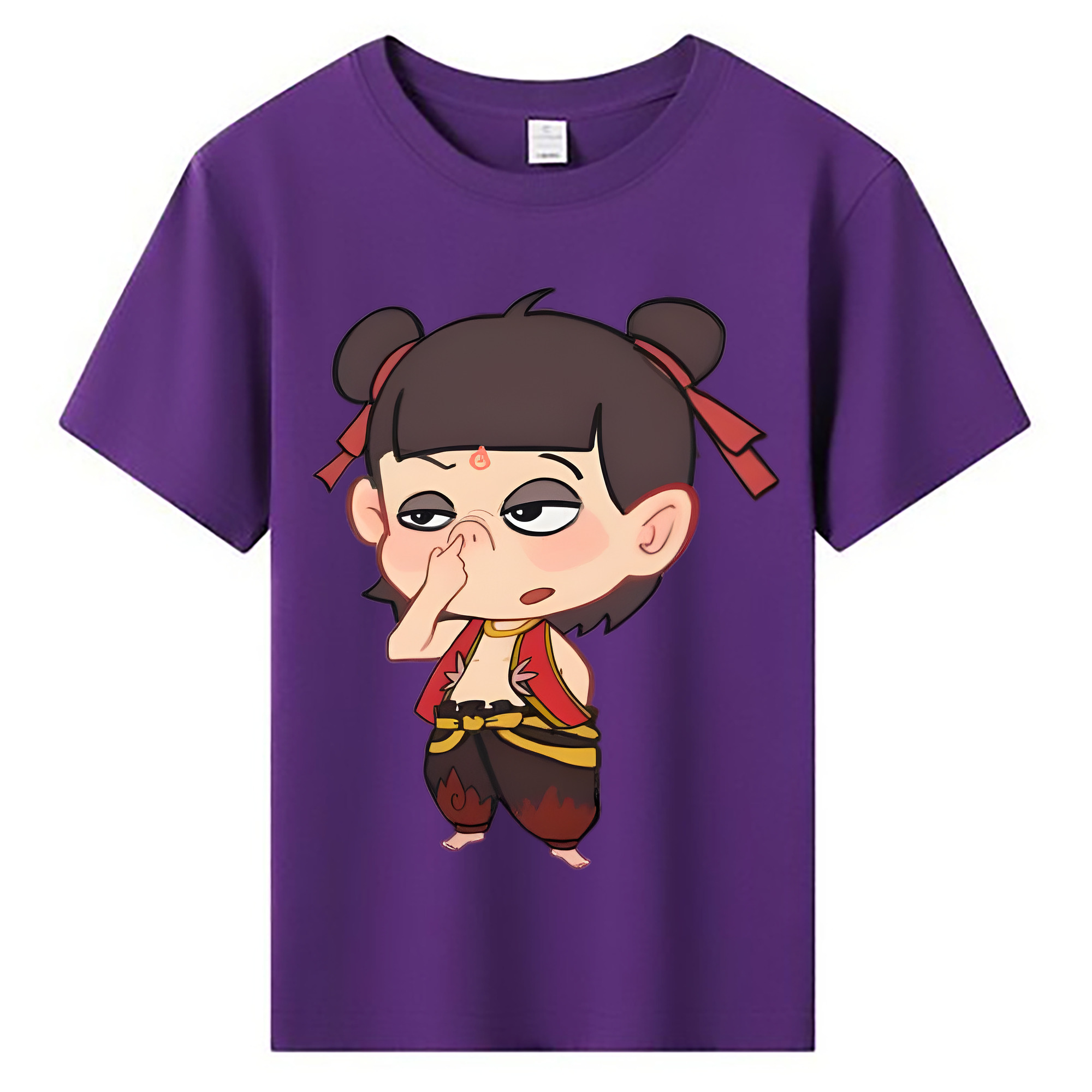 （画像用） Ne Zha 2 ナタ 魔童の大暴れ 綿100％キッズTシャツ（フロントプリント）