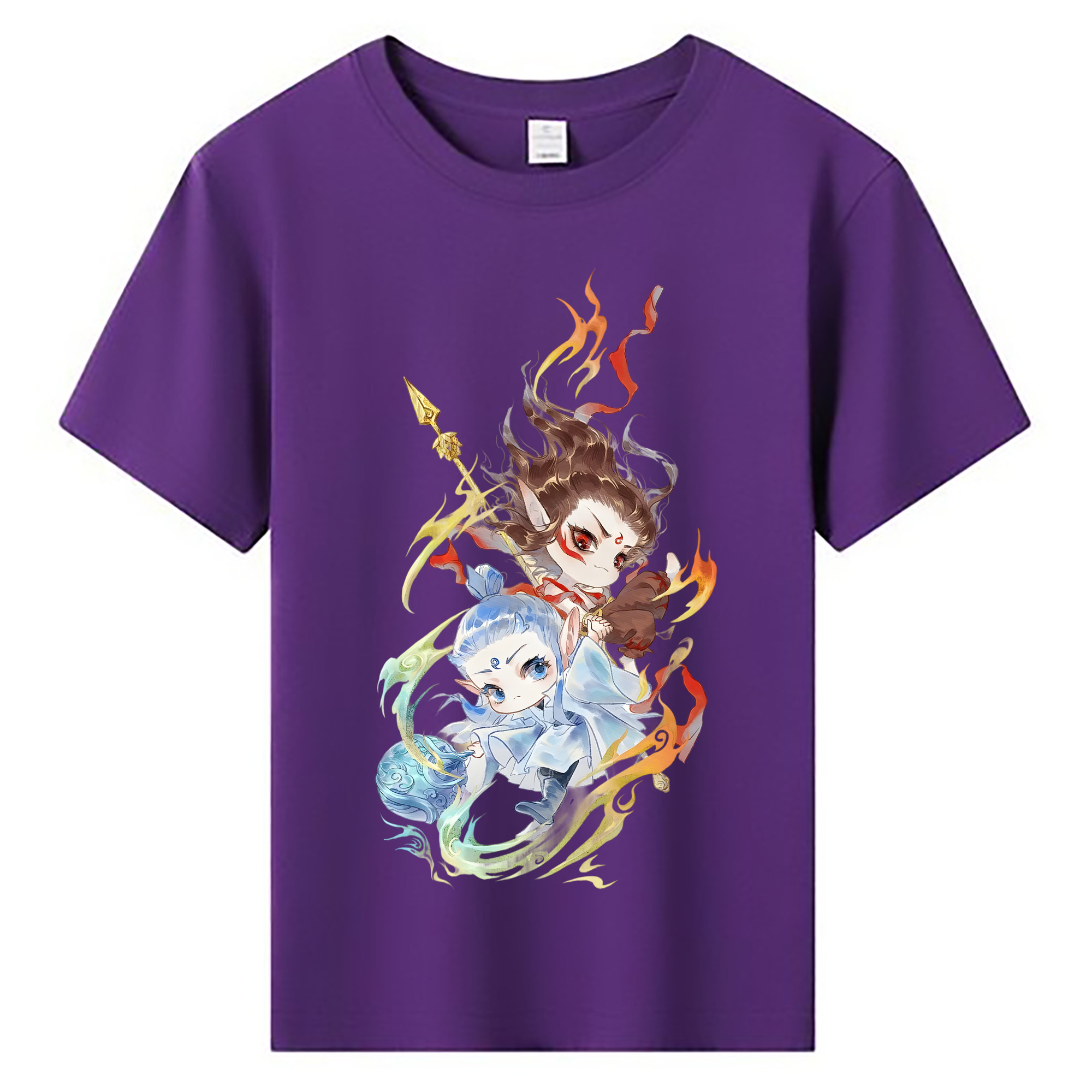 （画像用） Ne Zha 2 ナタ 魔童の大暴れ 綿100％キッズTシャツ（フロントプリント）