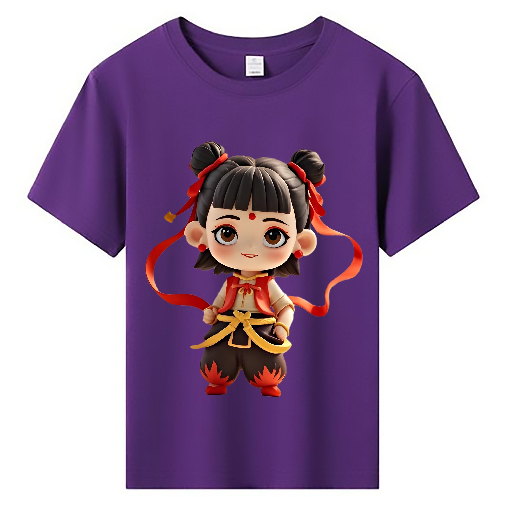 （画像用） Ne Zha 2 ナタ 魔童の大暴れ 綿100％キッズTシャツ（フロントプリント）