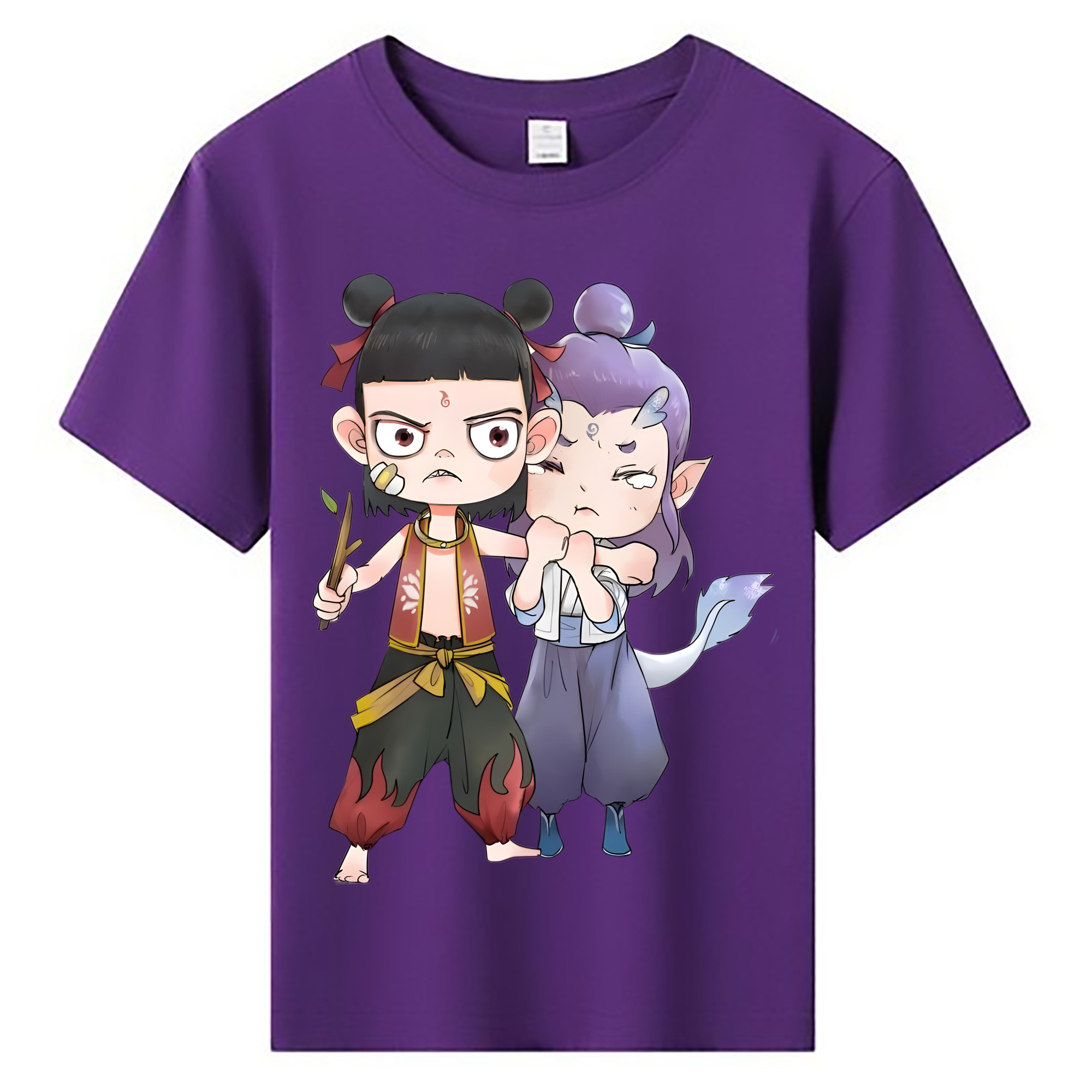 （画像用） Ne Zha 2 ナタ 魔童の大暴れ 綿100％キッズTシャツ（フロントプリント）