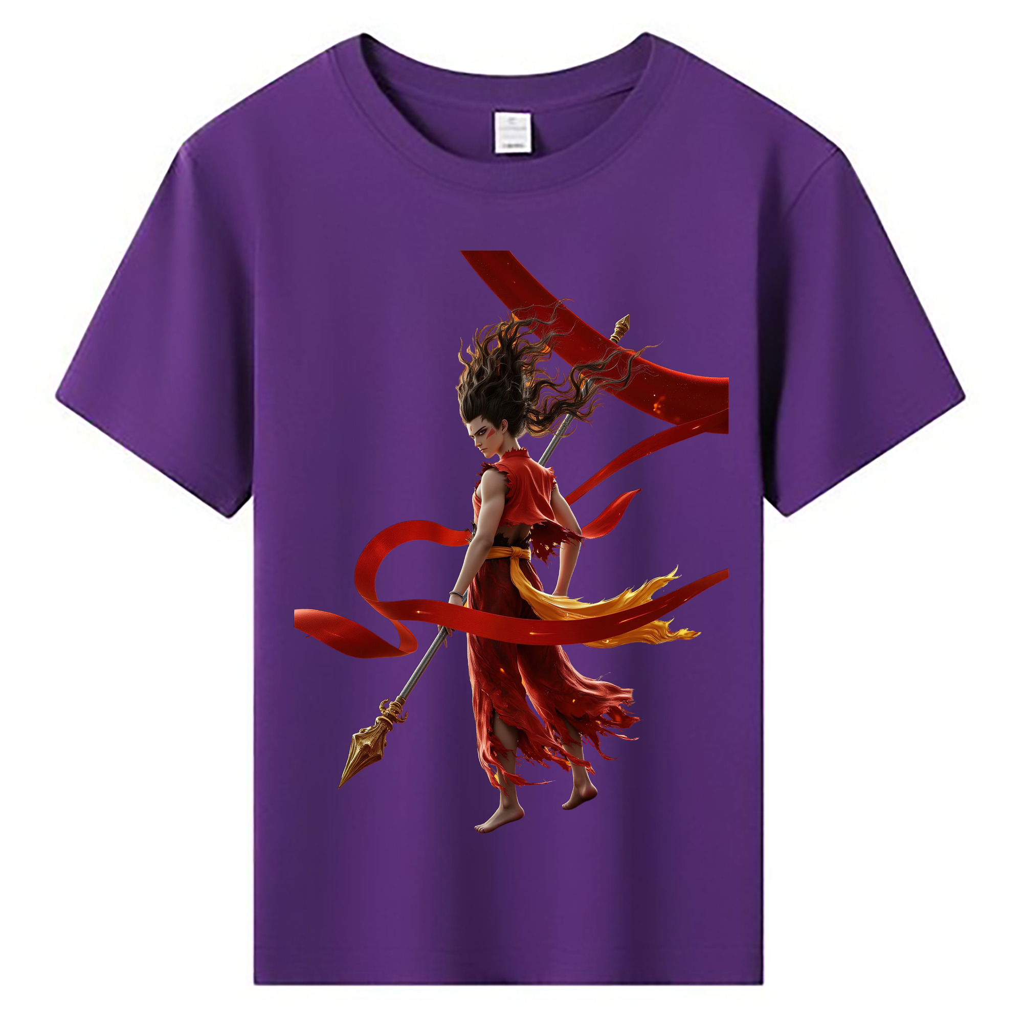 （画像用） Ne Zha 2 ナタ 魔童の大暴れ 綿100％キッズTシャツ（フロントプリント）