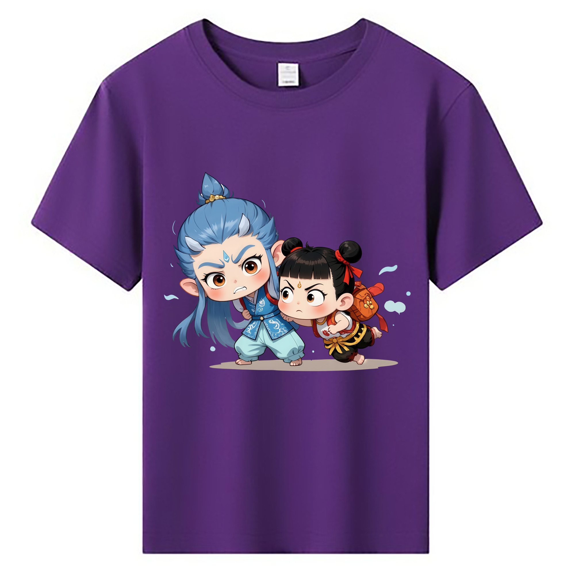 （画像用） Ne Zha 2 ナタ 魔童の大暴れ 綿100％キッズTシャツ（フロントプリント）