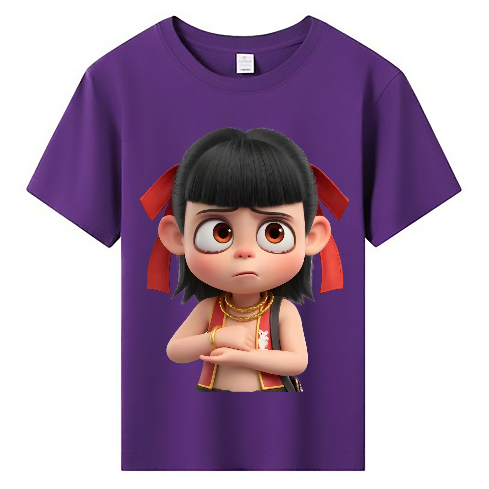 （画像用） Ne Zha 2 ナタ 魔童の大暴れ 綿100％キッズTシャツ（フロントプリント）