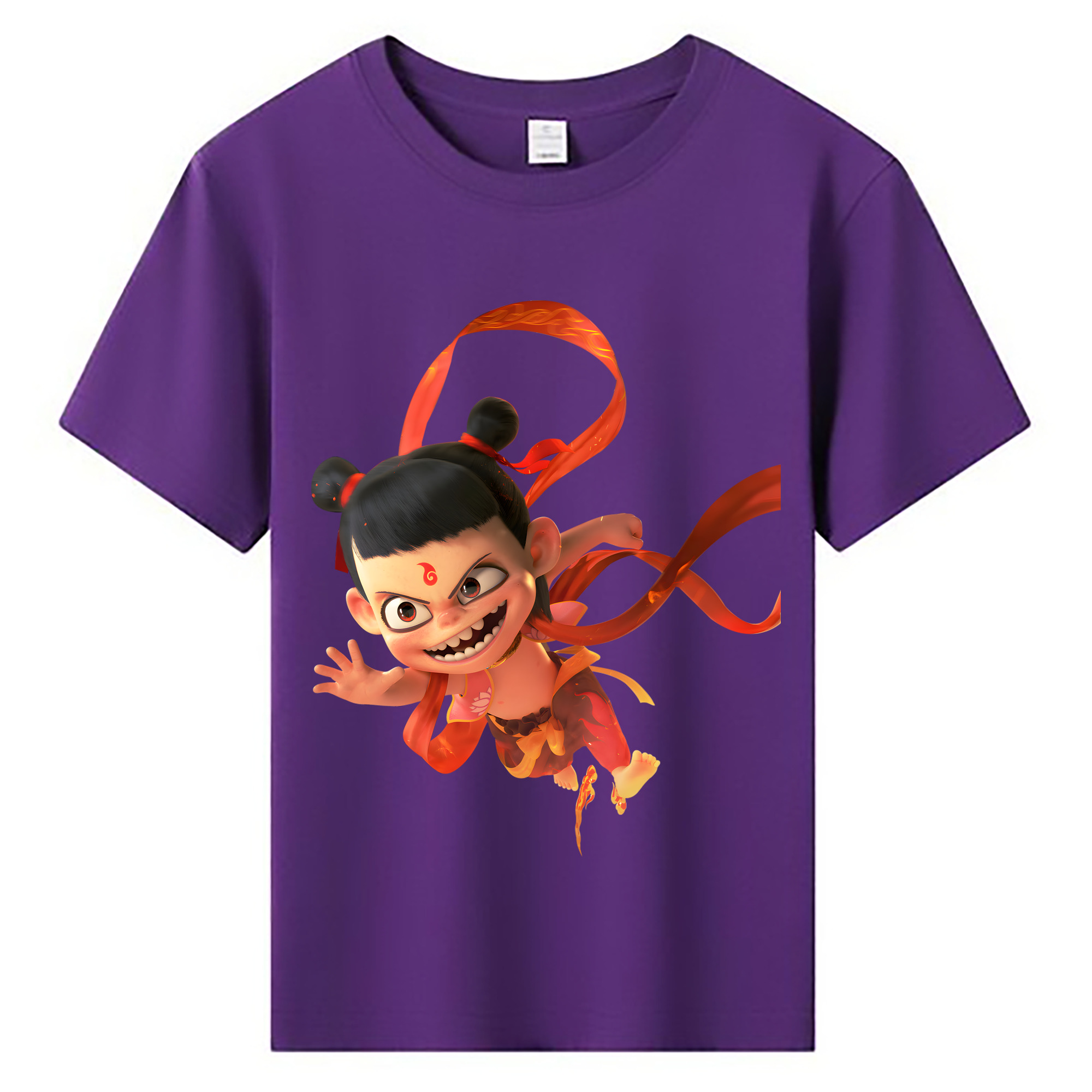 （画像用） Ne Zha 2 ナタ 魔童の大暴れ 綿100％キッズTシャツ（フロントプリント）