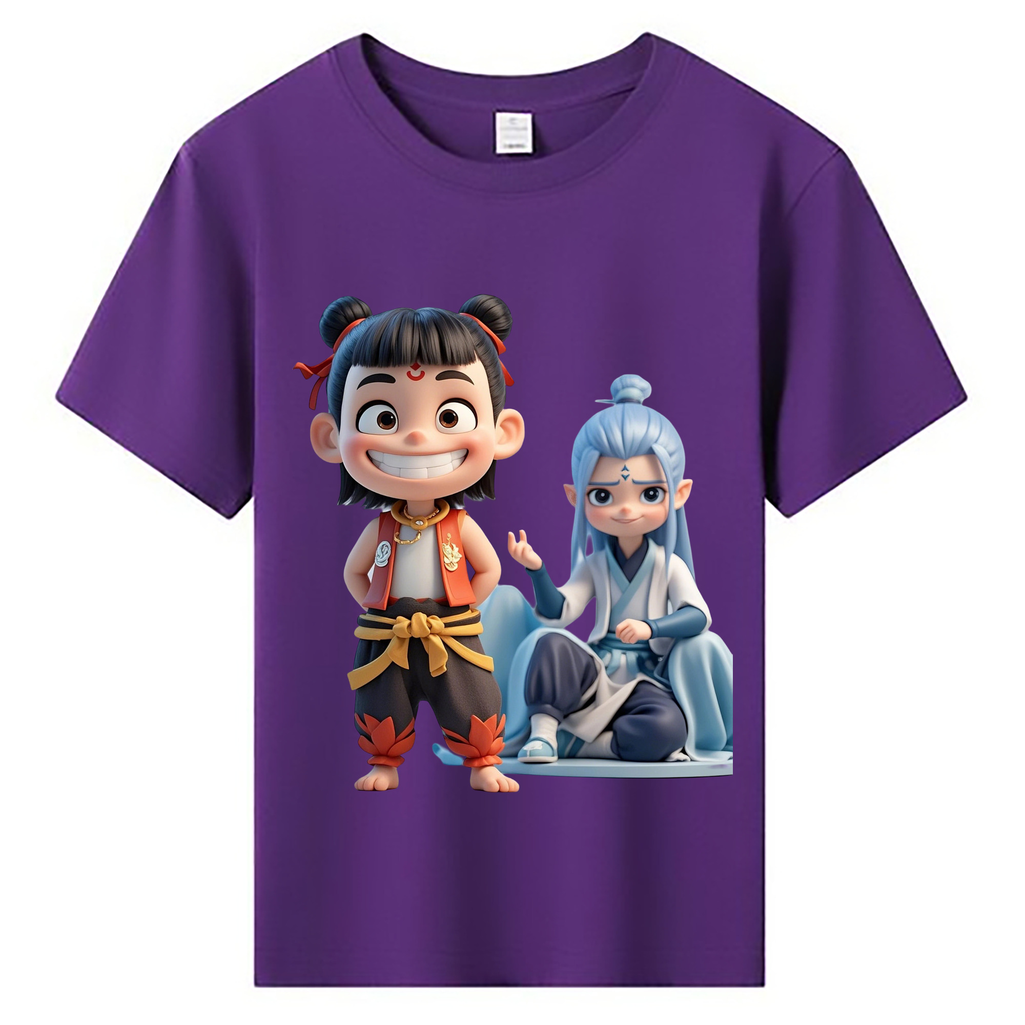 （画像用） Ne Zha 2 ナタ 魔童の大暴れ 綿100％キッズTシャツ（フロントプリント）