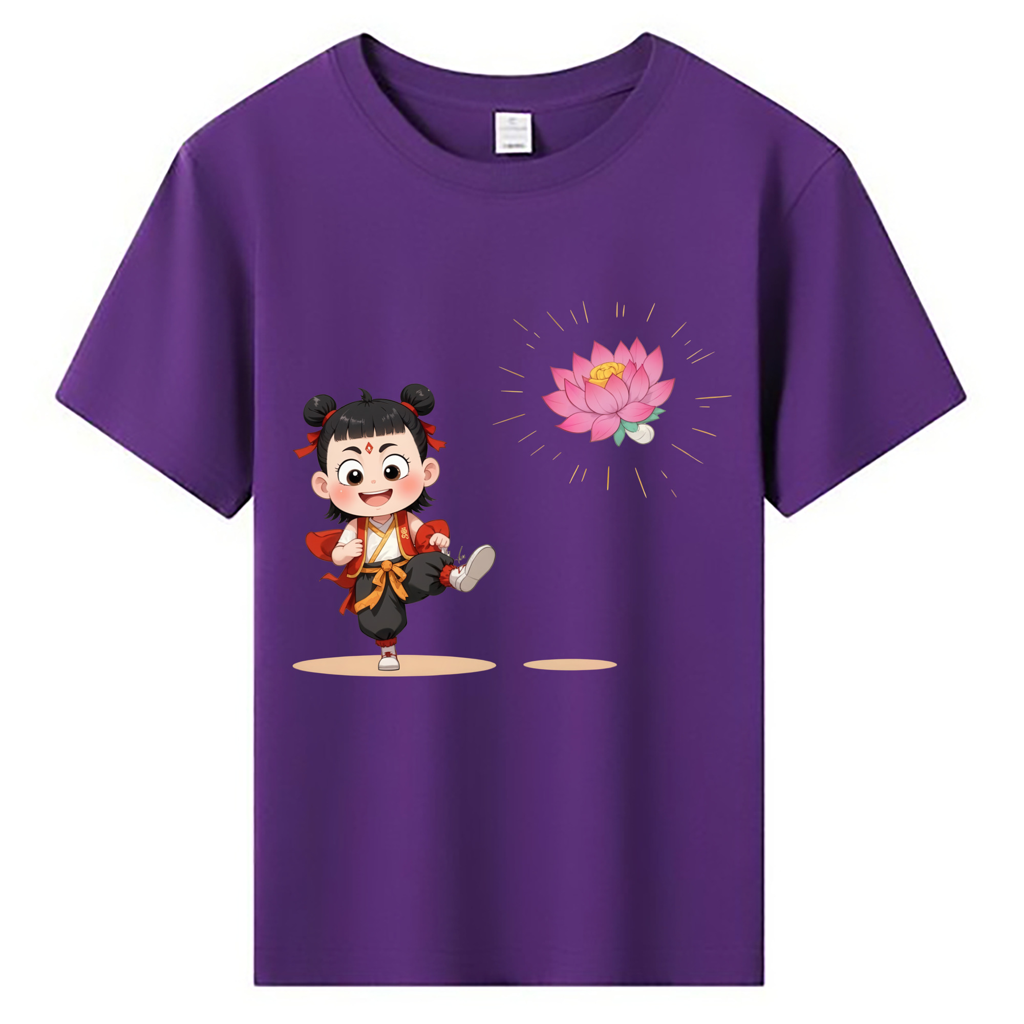 （画像用） Ne Zha 2 ナタ 魔童の大暴れ 綿100％キッズTシャツ（フロントプリント）