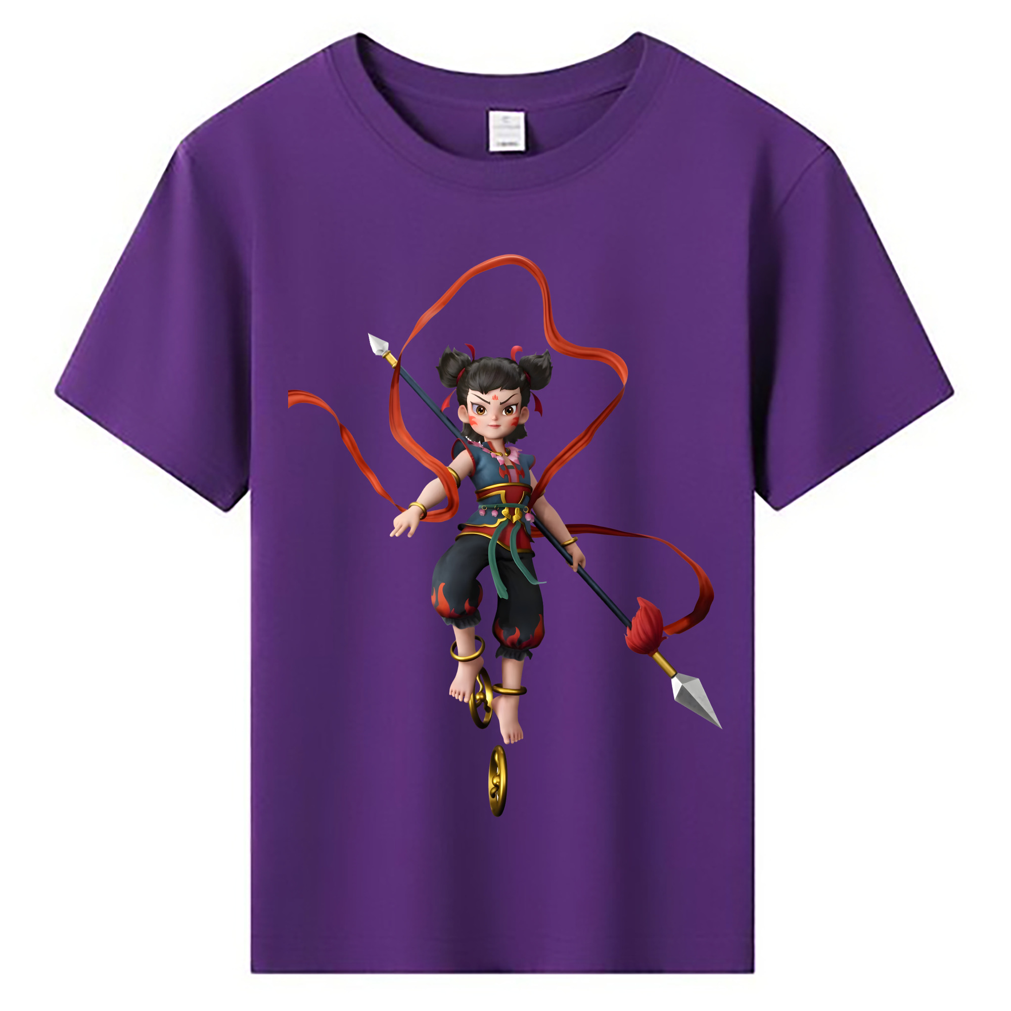 （画像用） Ne Zha 2 ナタ 魔童の大暴れ 綿100％キッズTシャツ（フロントプリント）