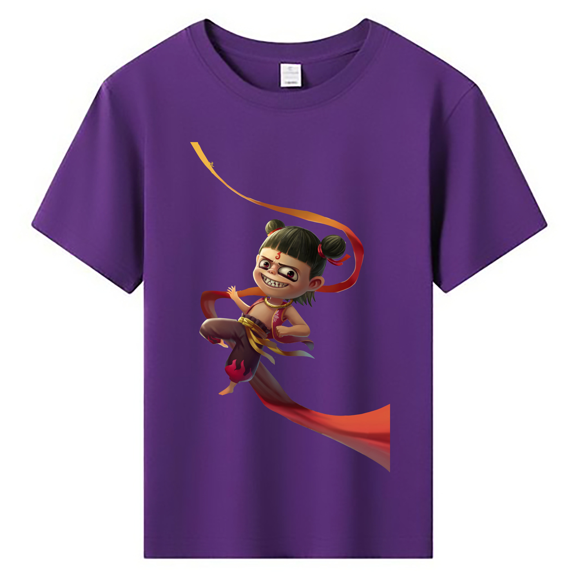 （画像用） Ne Zha 2 ナタ 魔童の大暴れ 綿100％キッズTシャツ（フロントプリント）
