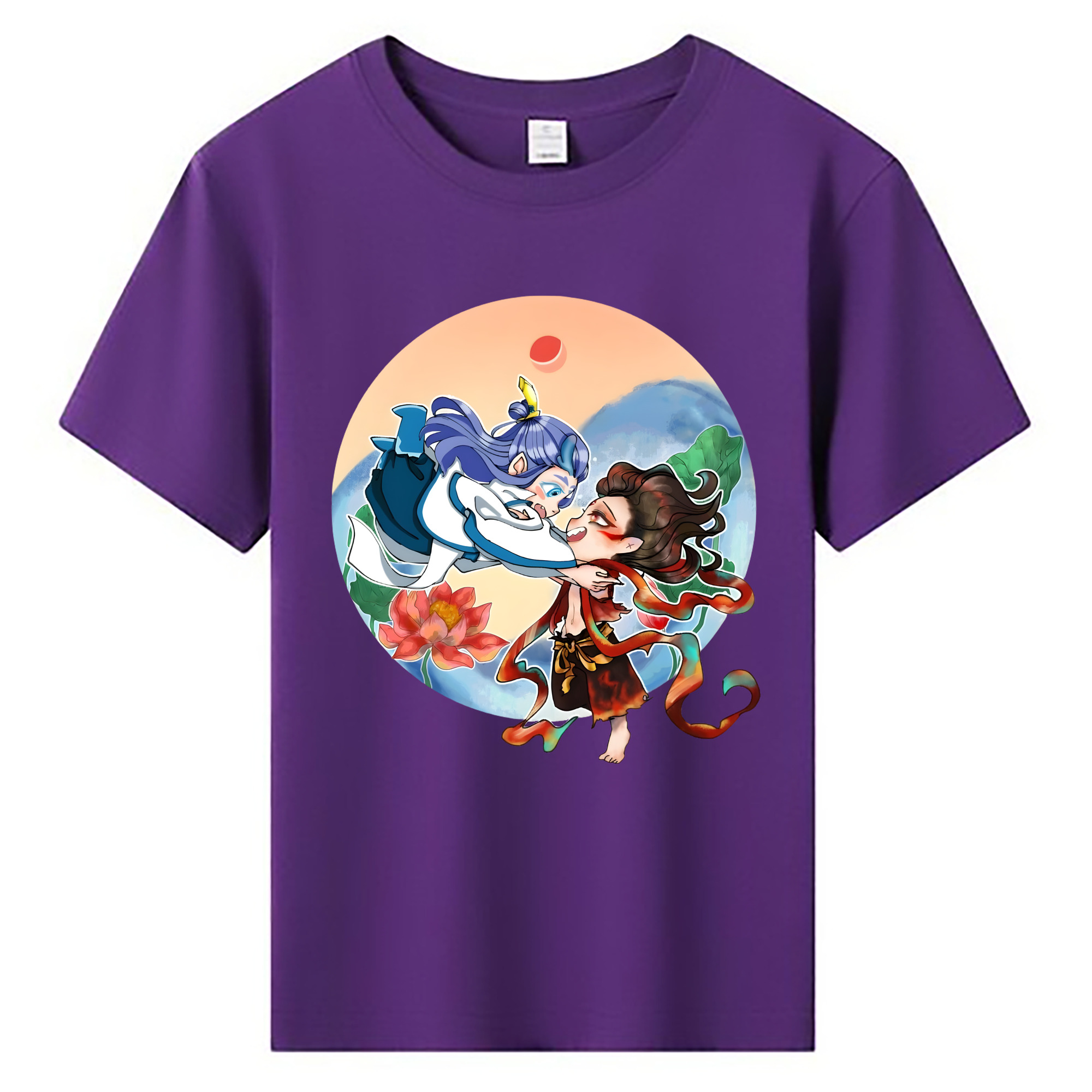 （画像用） Ne Zha 2 ナタ 魔童の大暴れ 綿100％キッズTシャツ（フロントプリント）