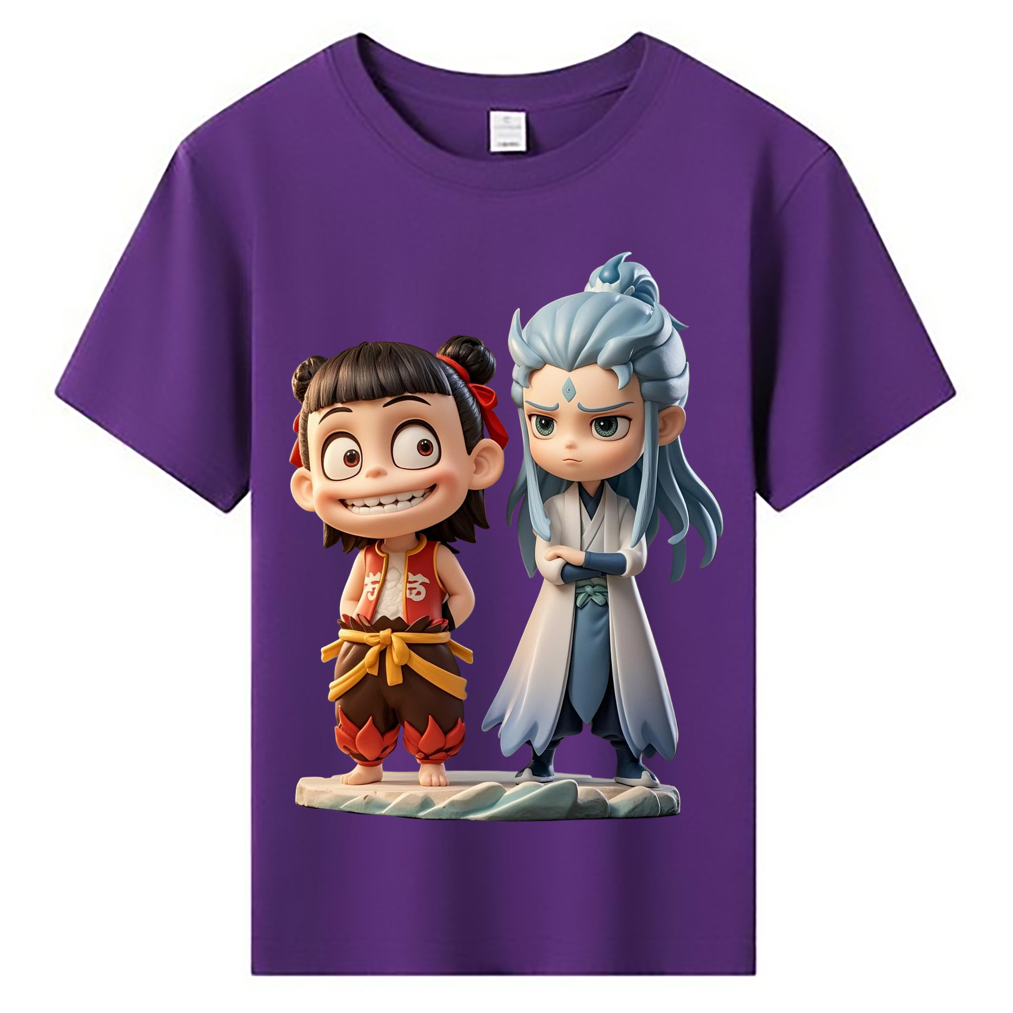 （画像用） Ne Zha 2 ナタ 魔童の大暴れ 綿100％キッズTシャツ（フロントプリント）