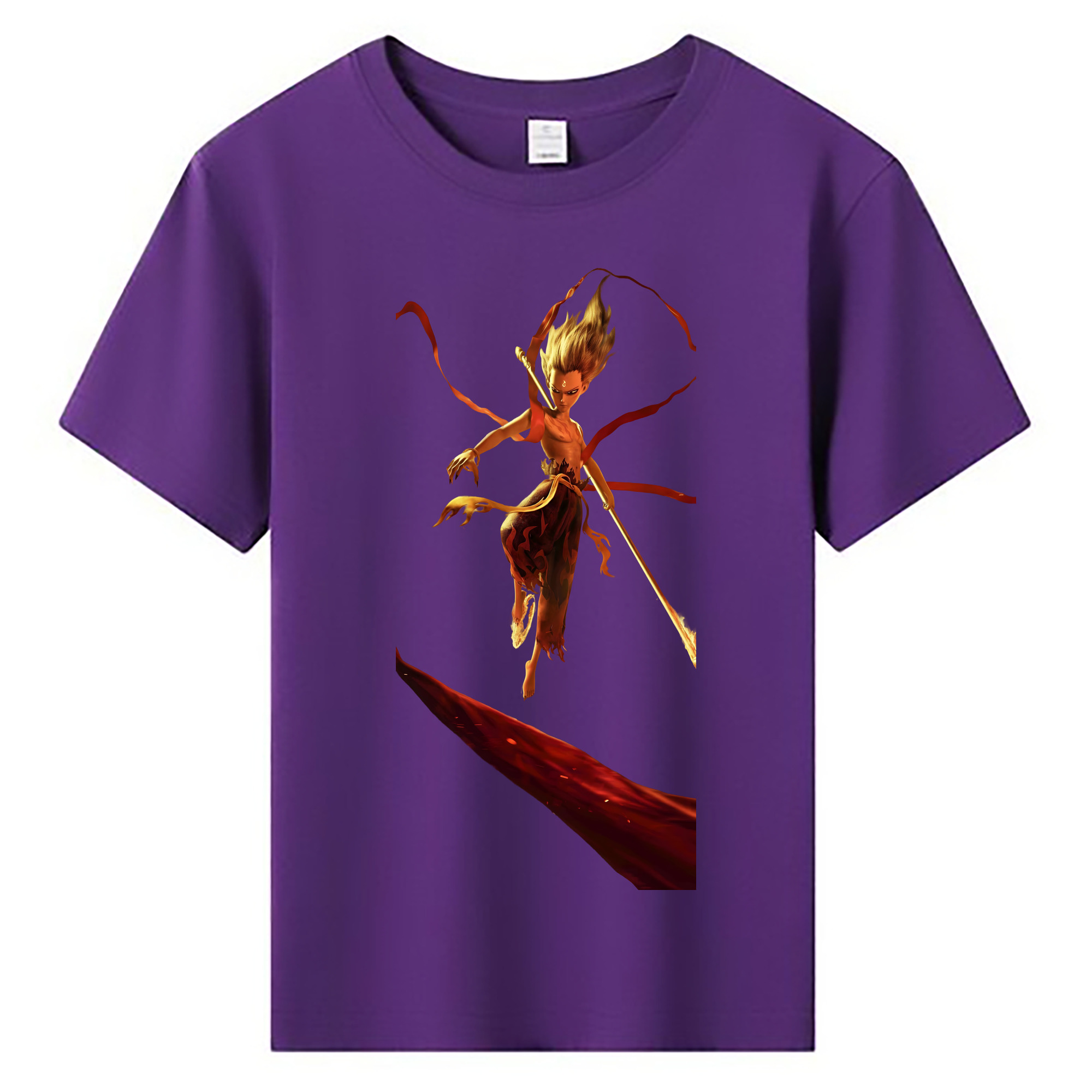 （画像用） Ne Zha 2 ナタ 魔童の大暴れ 綿100％キッズTシャツ（フロントプリント）