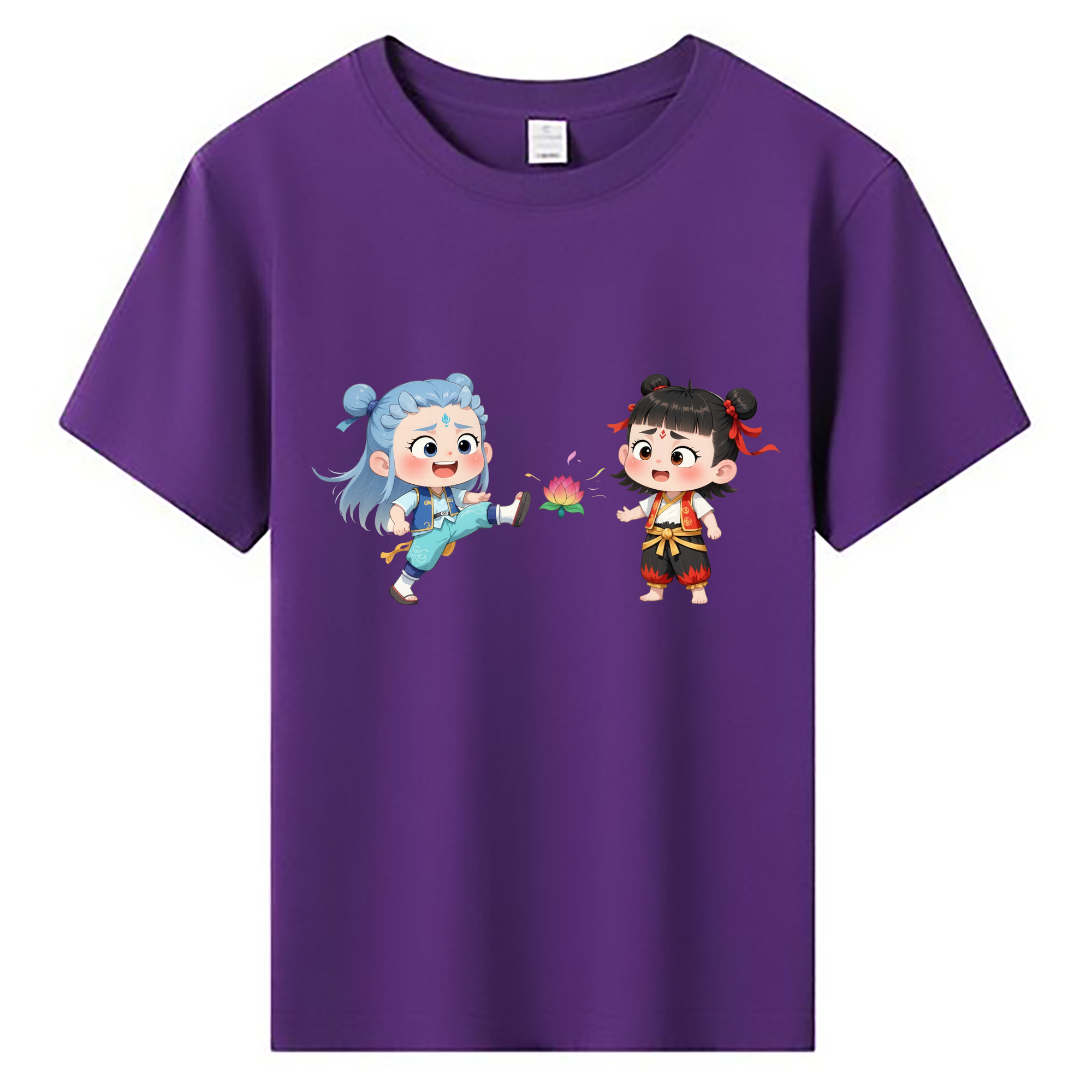 （画像用） Ne Zha 2 ナタ 魔童の大暴れ 綿100％キッズTシャツ（フロントプリント）