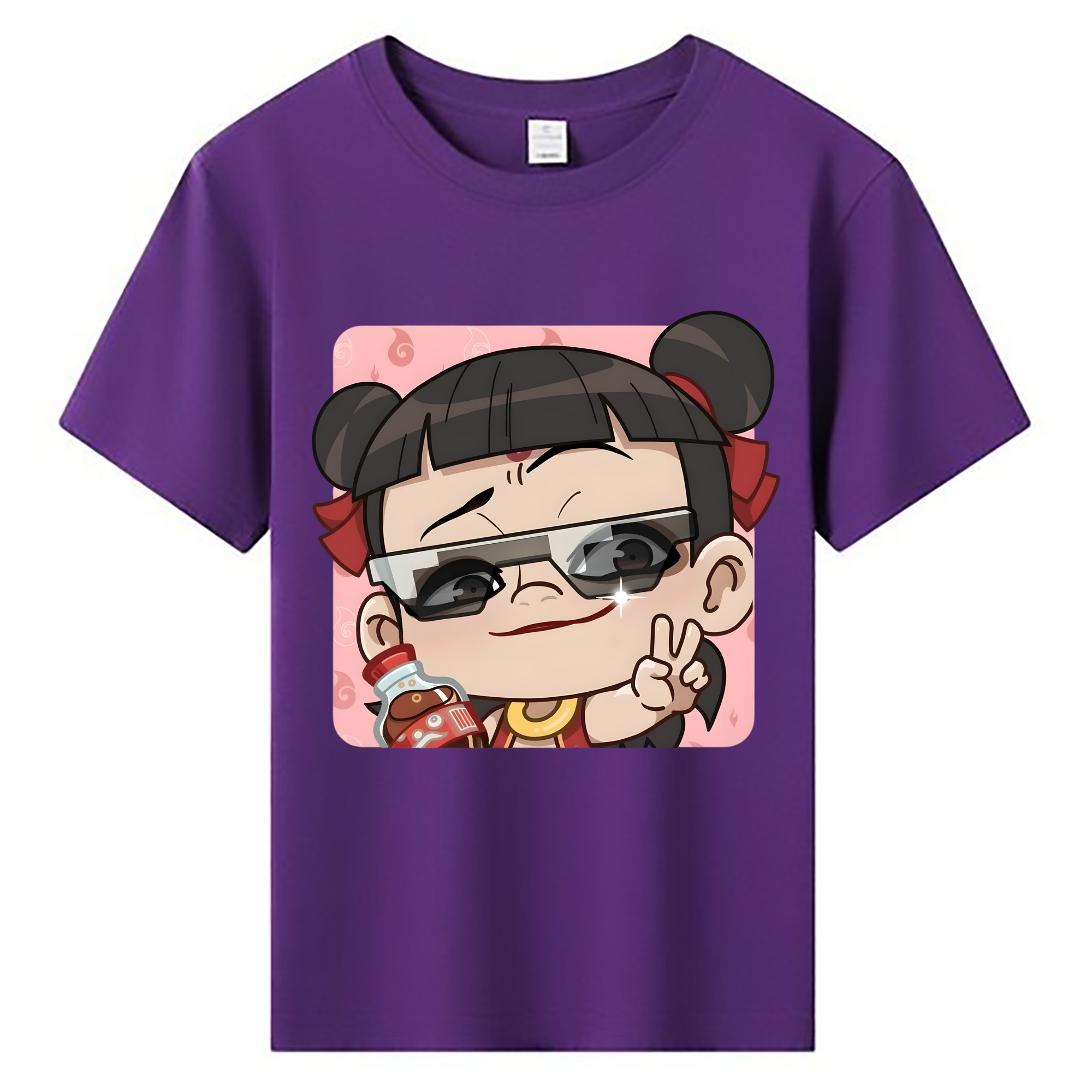 （画像用） Ne Zha 2 ナタ 魔童の大暴れ 綿100％キッズTシャツ（フロントプリント）