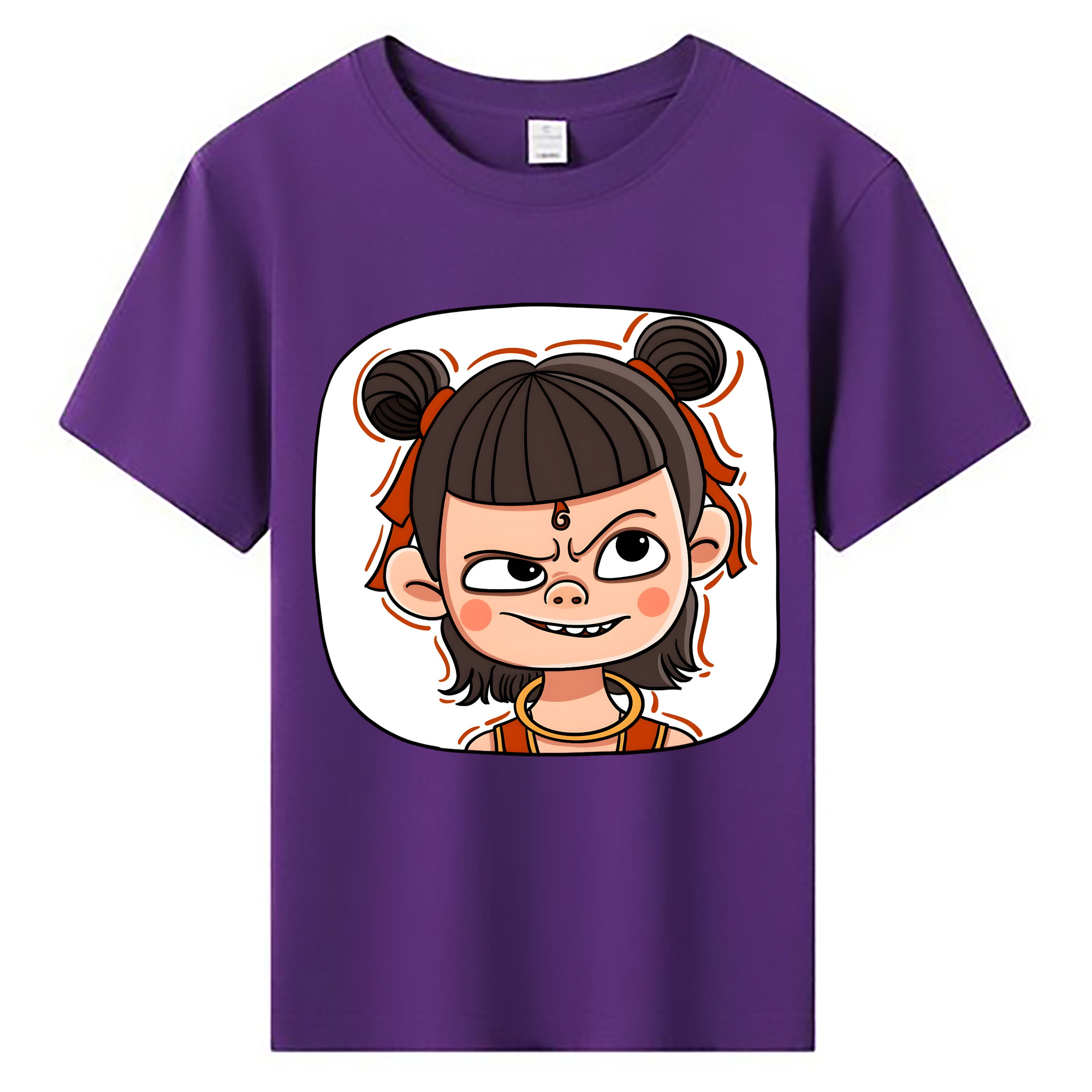 （画像用） Ne Zha 2 ナタ 魔童の大暴れ 綿100％キッズTシャツ（フロントプリント）