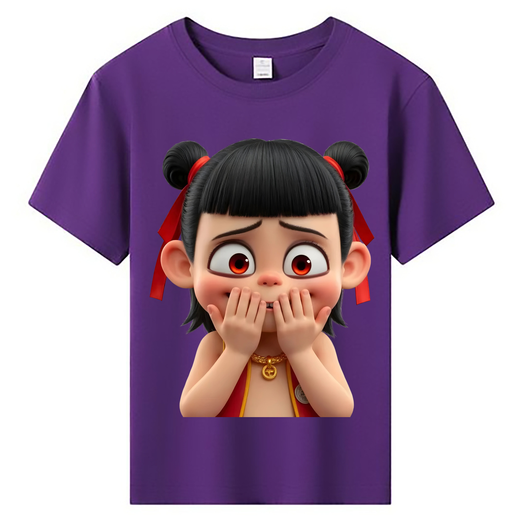 （画像用） Ne Zha 2 ナタ 魔童の大暴れ 綿100％キッズTシャツ（フロントプリント）