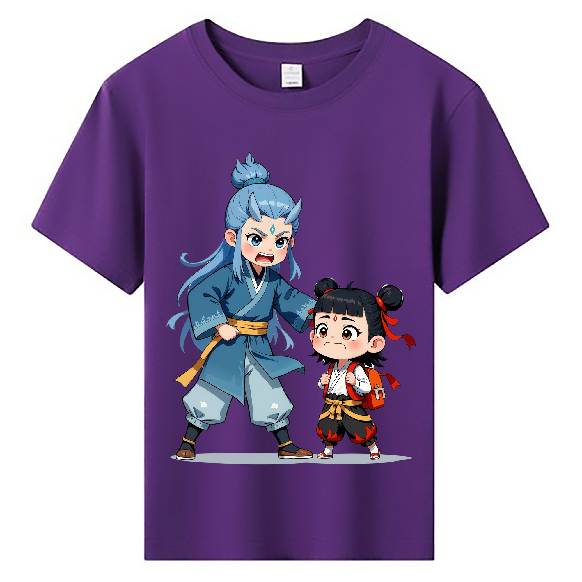 （画像用） Ne Zha 2 ナタ 魔童の大暴れ 綿100％キッズTシャツ（フロントプリント）
