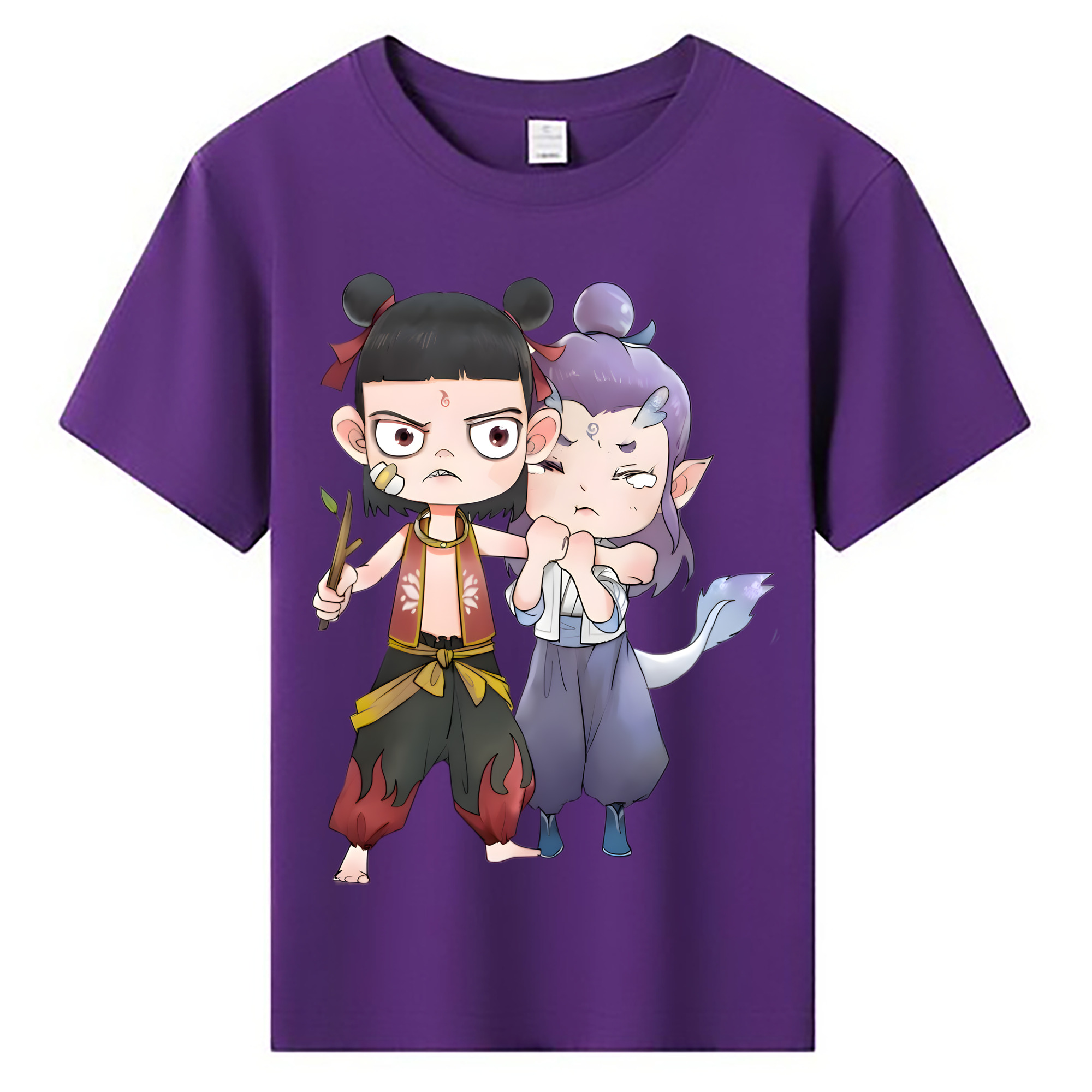 （画像用） Ne Zha 2 ナタ 魔童の大暴れ 綿100％キッズTシャツ（フロントプリント）