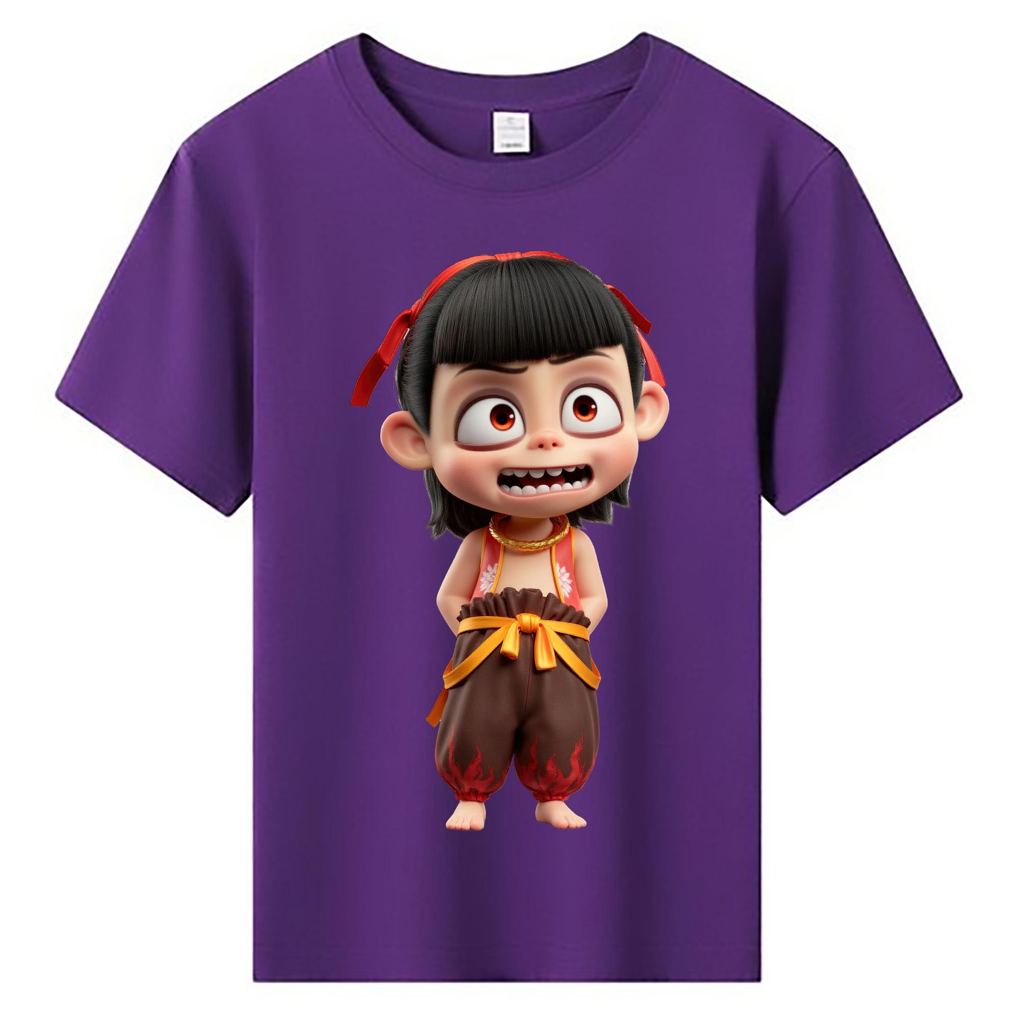 （画像用） Ne Zha 2 ナタ 魔童の大暴れ 綿100％キッズTシャツ（フロントプリント）