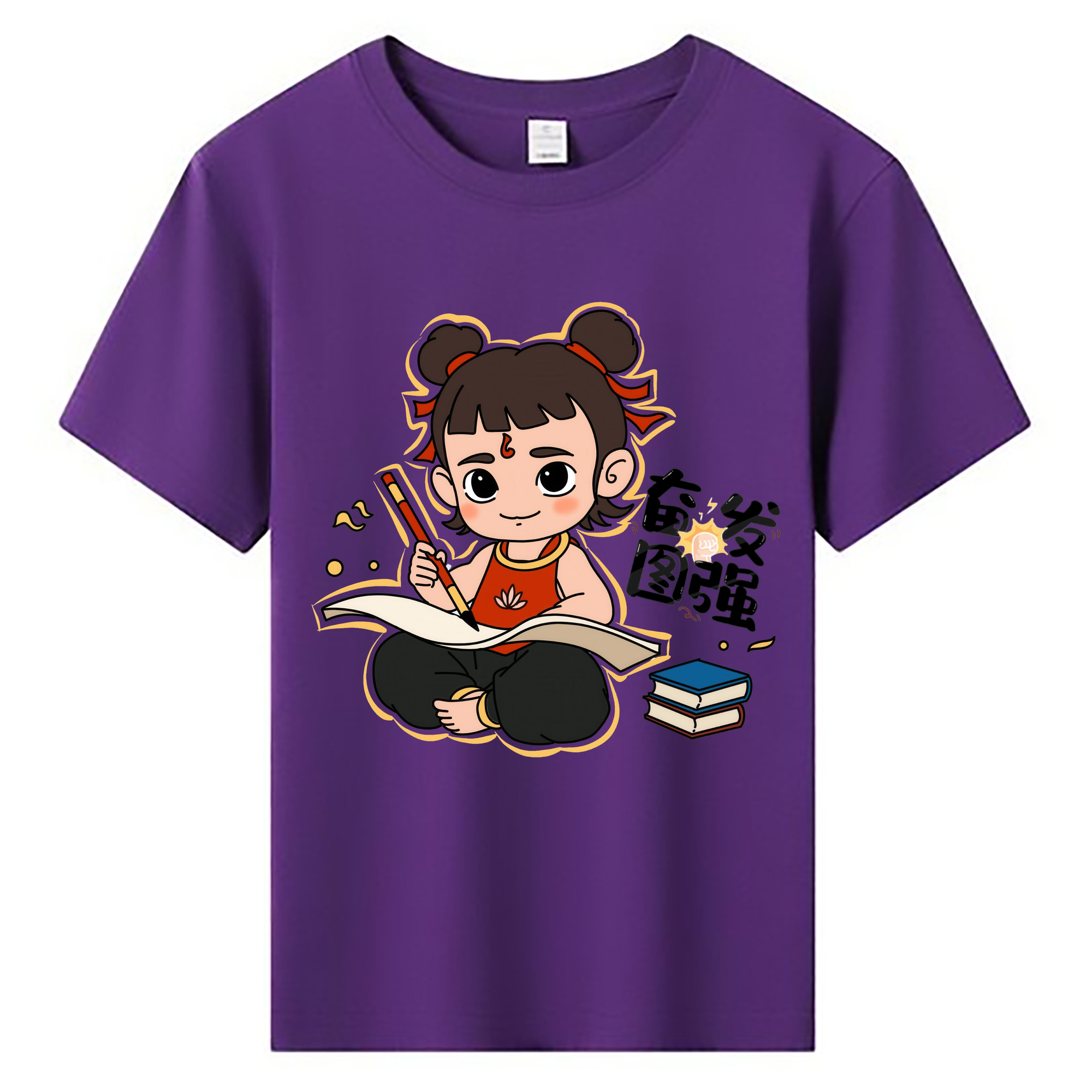 （画像用） Ne Zha 2 ナタ 魔童の大暴れ 綿100％キッズTシャツ（フロントプリント）