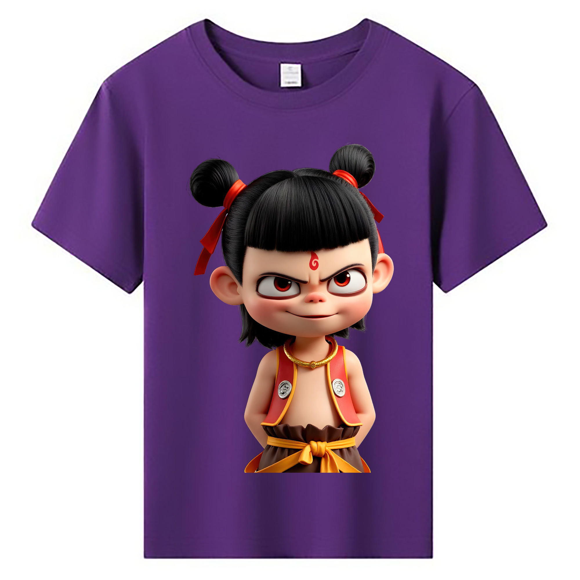 （画像用） Ne Zha 2 ナタ 魔童の大暴れ 綿100％キッズTシャツ（フロントプリント）
