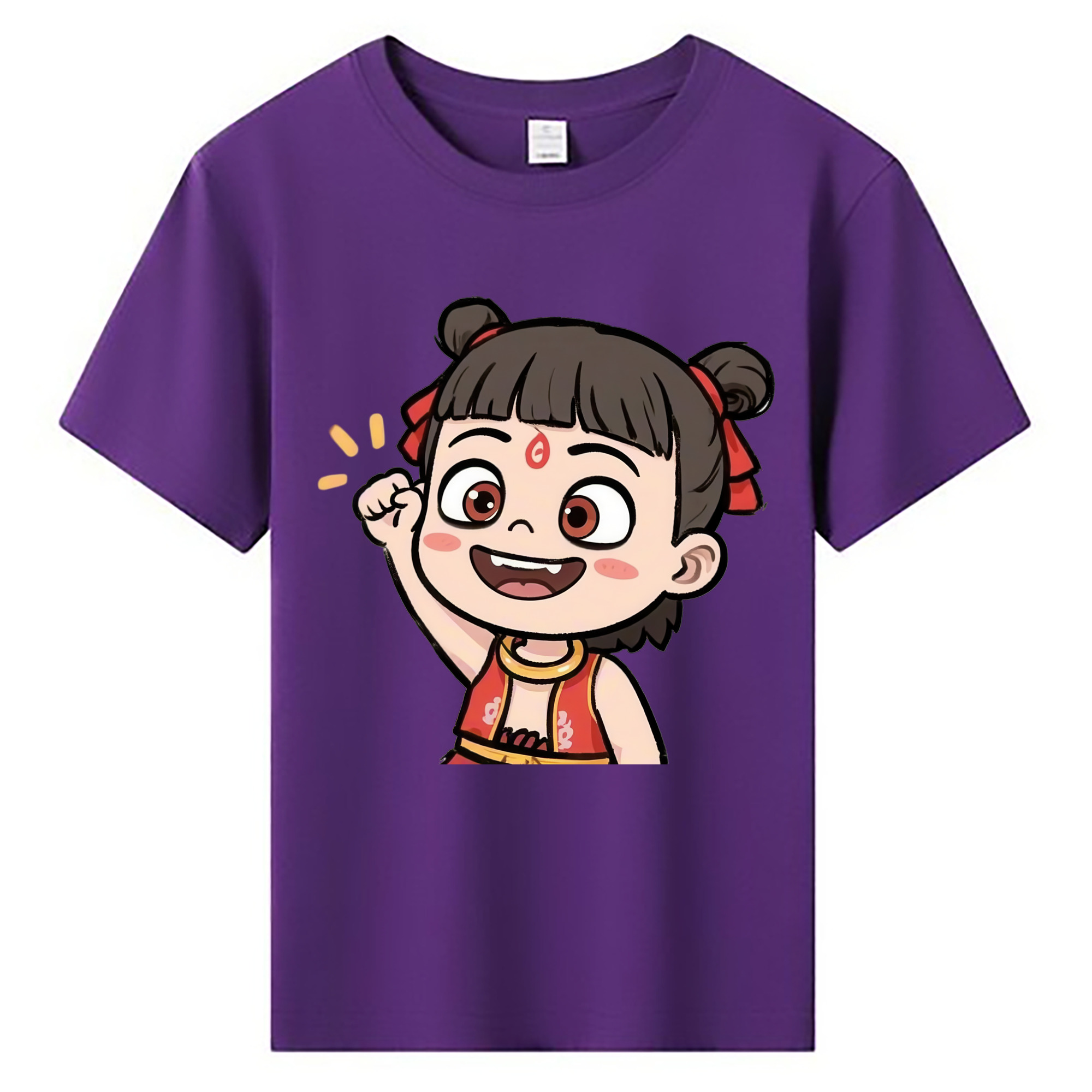 （画像用） Ne Zha 2 ナタ 魔童の大暴れ 綿100％キッズTシャツ（フロントプリント）