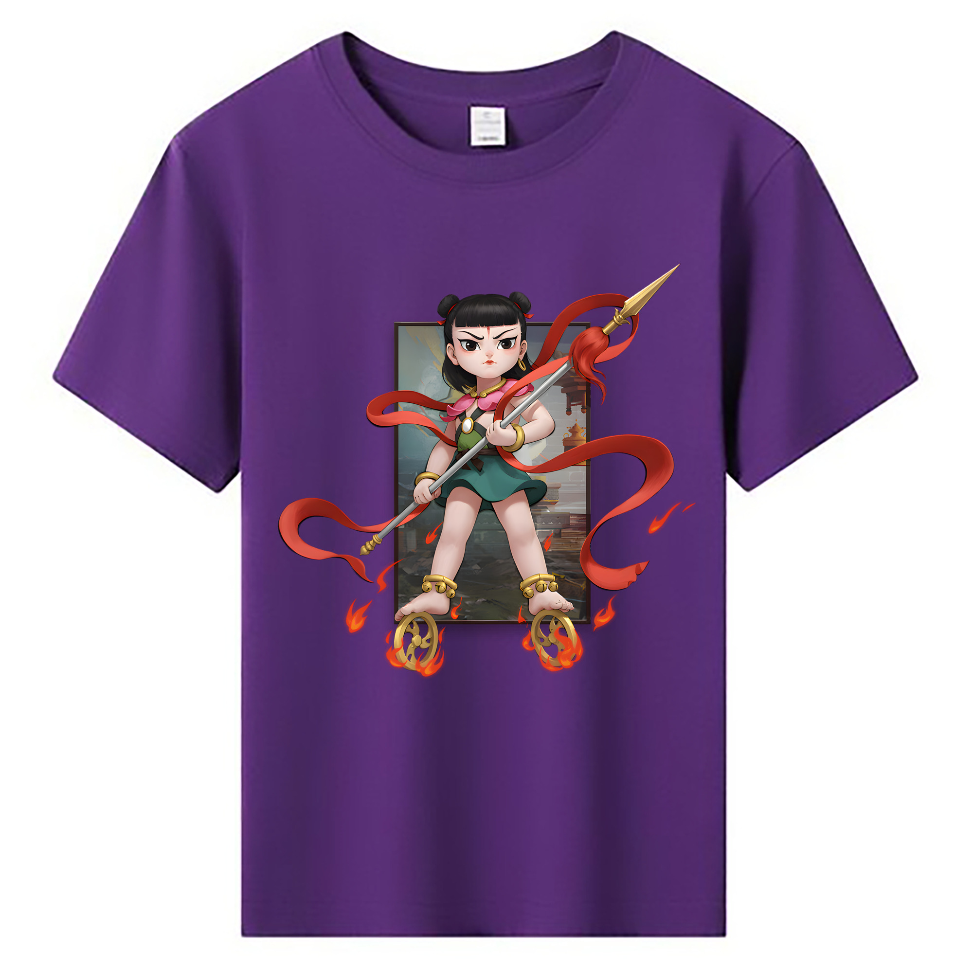 （画像用） Ne Zha 2 ナタ 魔童の大暴れ 綿100％キッズTシャツ（フロントプリント）