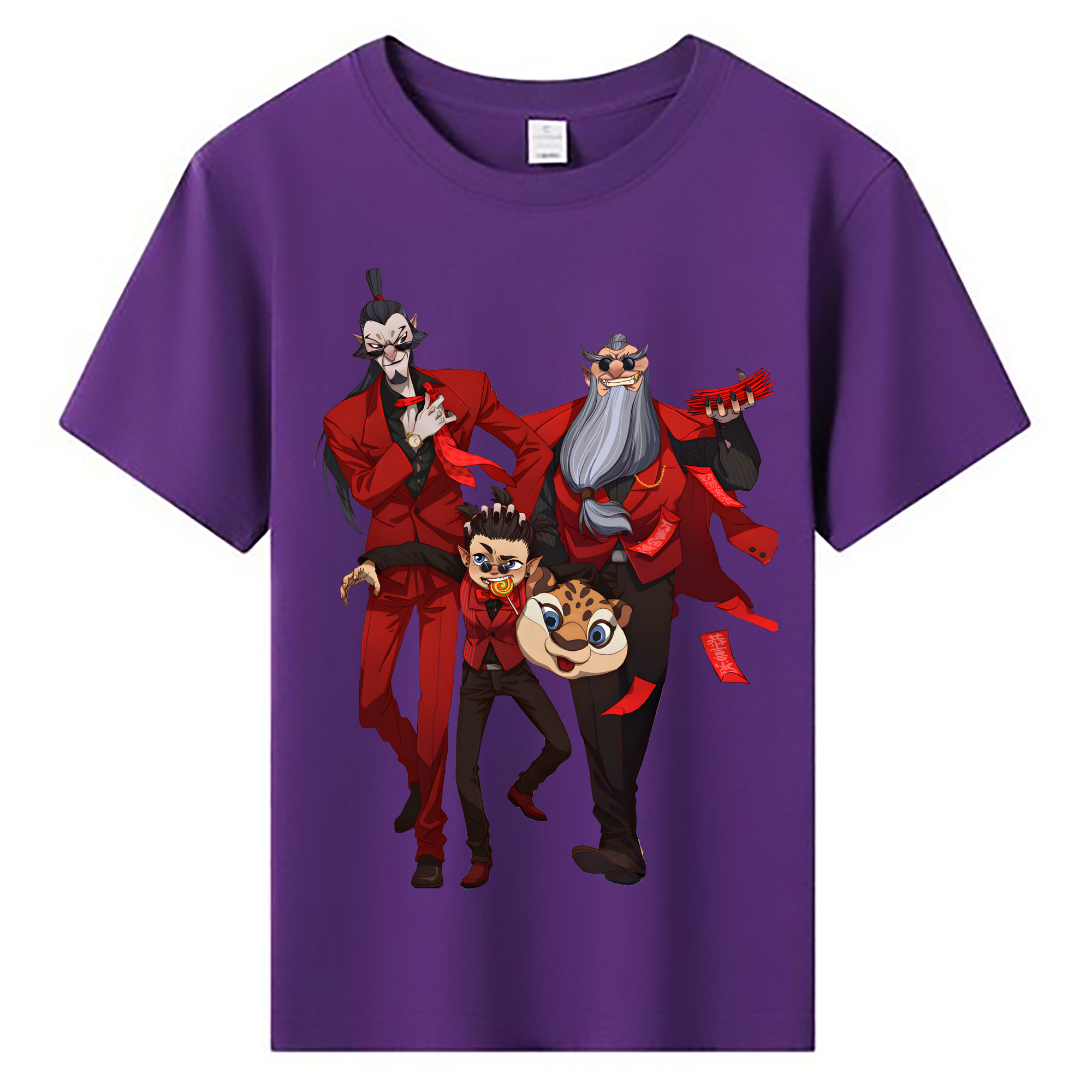 （画像用） Ne Zha 2 ナタ 魔童の大暴れ 綿100％キッズTシャツ（フロントプリント）