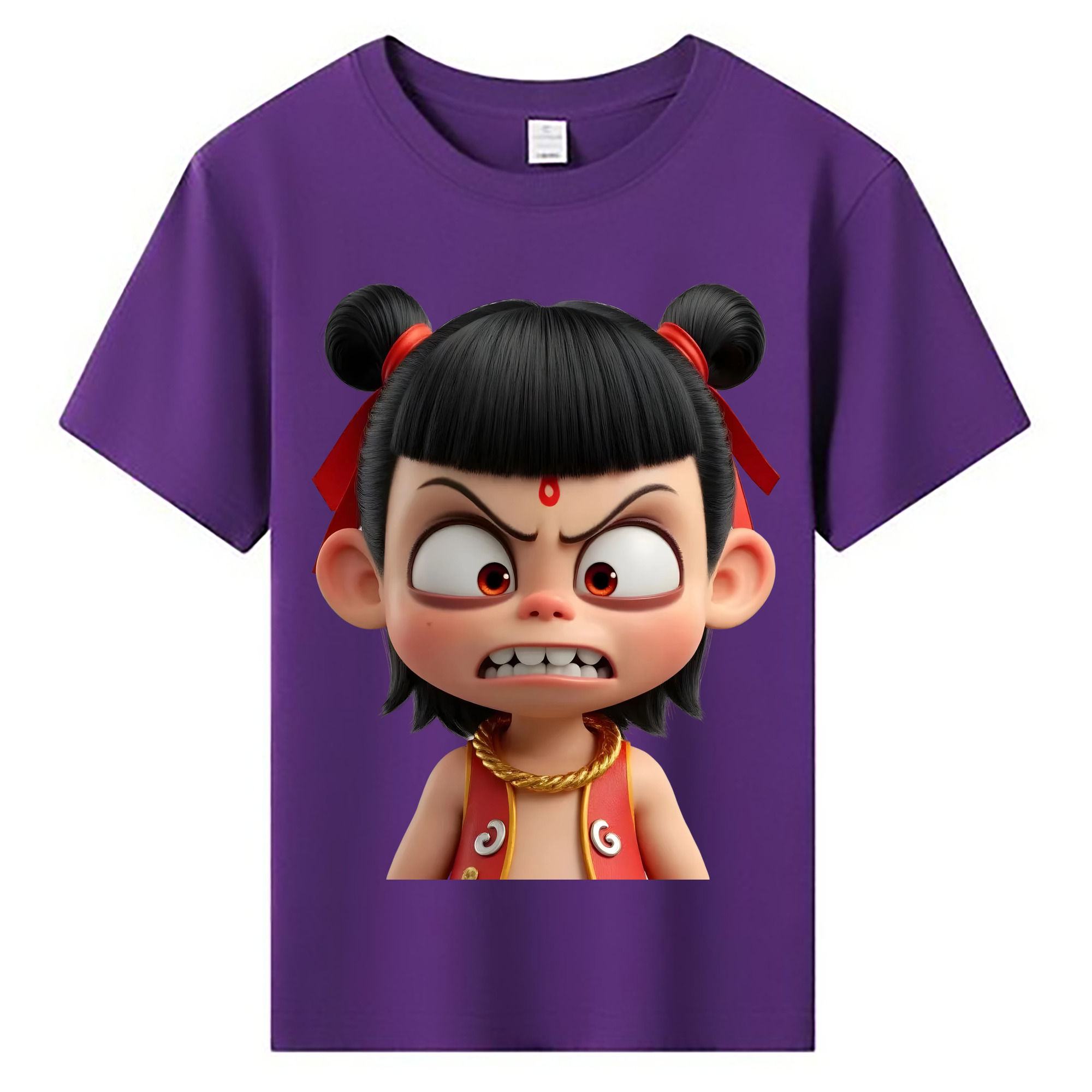（画像用） Ne Zha 2 ナタ 魔童の大暴れ 綿100％キッズTシャツ（フロントプリント）