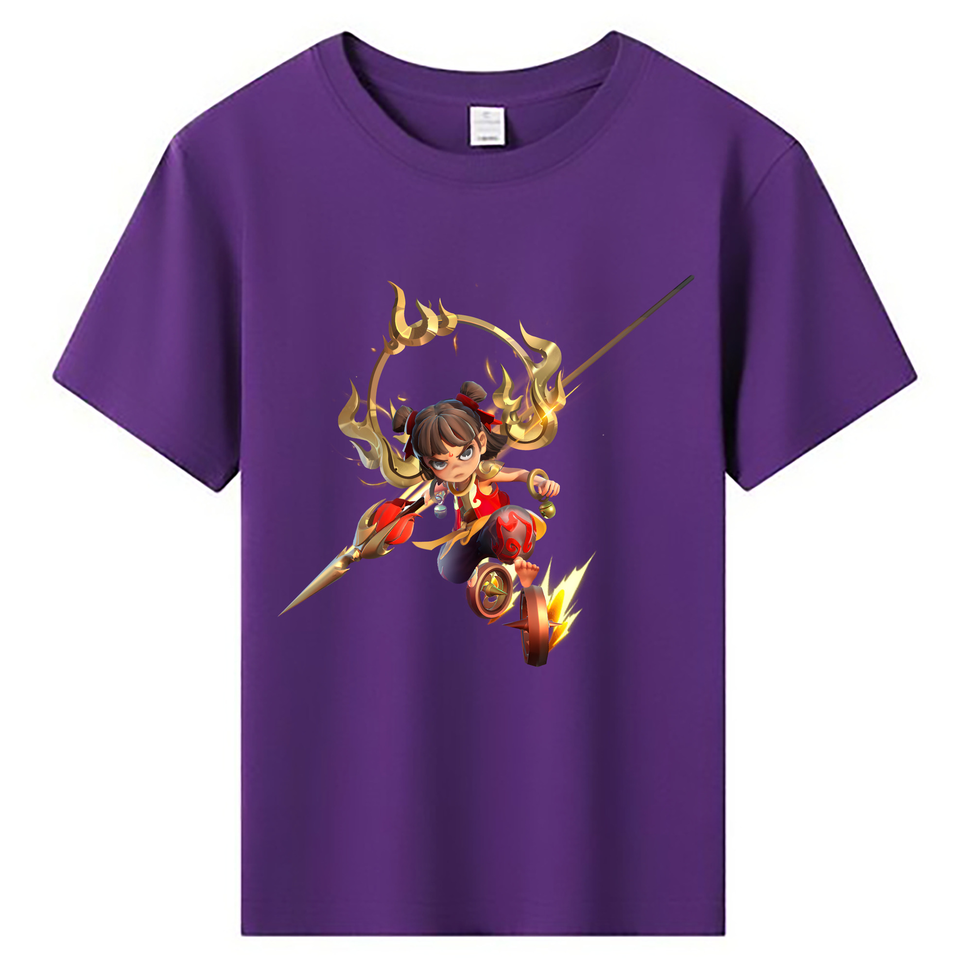 （画像用） Ne Zha 2 ナタ 魔童の大暴れ 綿100％キッズTシャツ（フロントプリント）