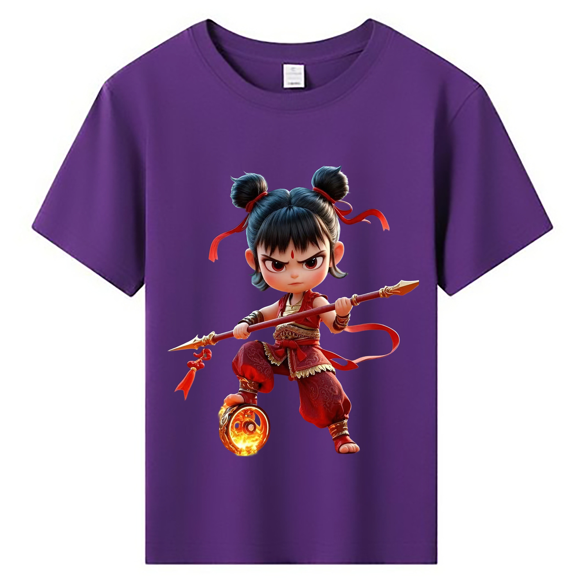 （画像用） Ne Zha 2 ナタ 魔童の大暴れ 綿100％キッズTシャツ（フロントプリント）