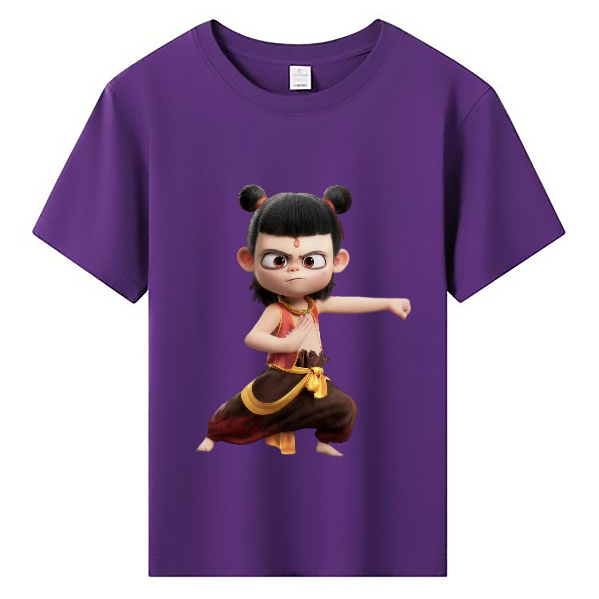 （画像用） Ne Zha 2 ナタ 魔童の大暴れ 綿100％キッズTシャツ（フロントプリント）