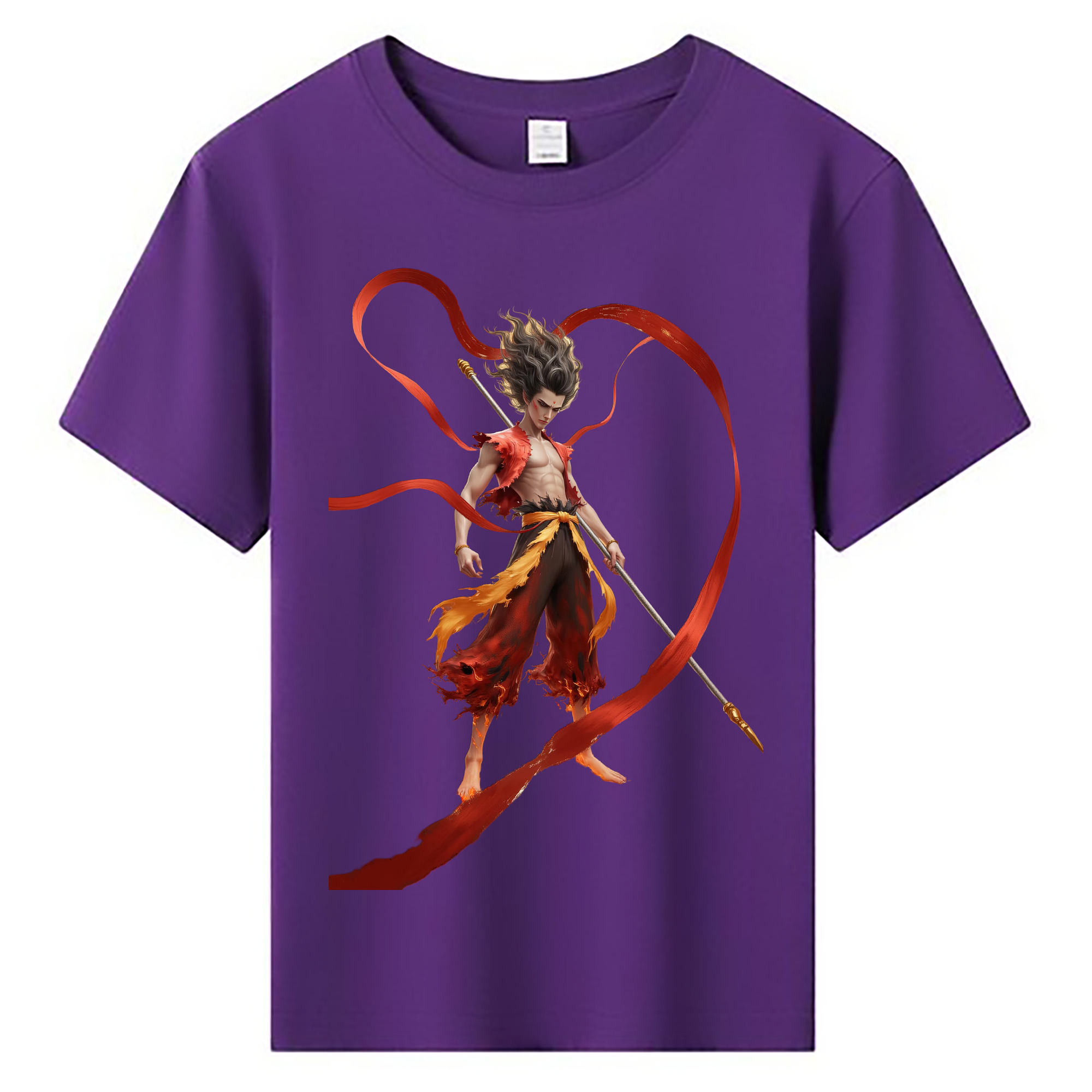 （画像用） Ne Zha 2 ナタ 魔童の大暴れ 綿100％キッズTシャツ（フロントプリント）