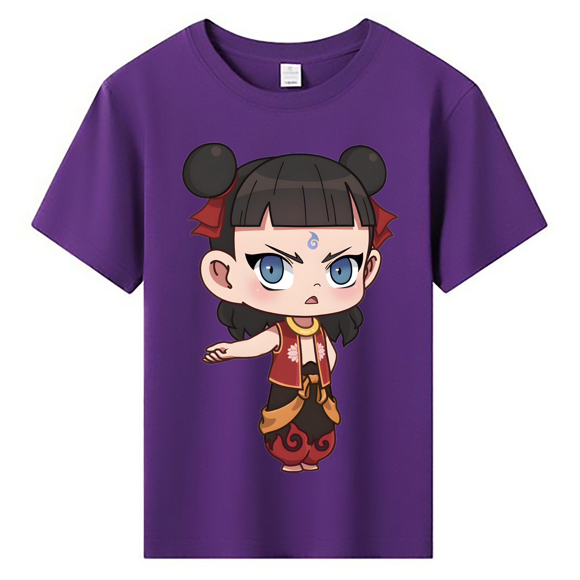 （画像用） Ne Zha 2 ナタ 魔童の大暴れ 綿100％キッズTシャツ（フロントプリント）