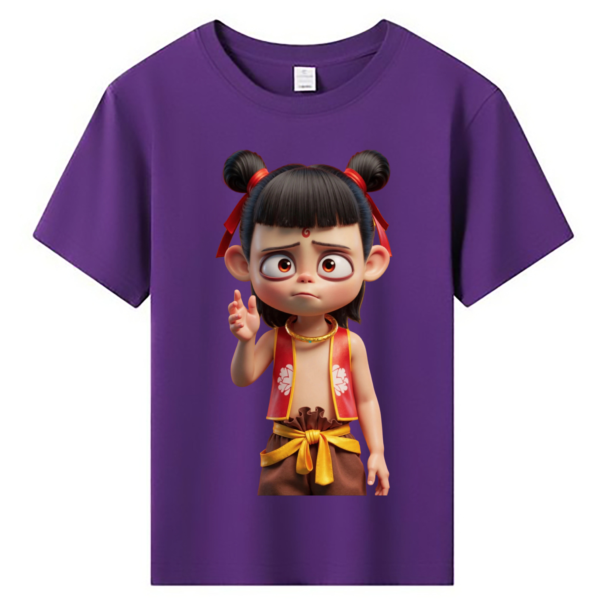 （画像用） Ne Zha 2 ナタ 魔童の大暴れ 綿100％キッズTシャツ（フロントプリント）