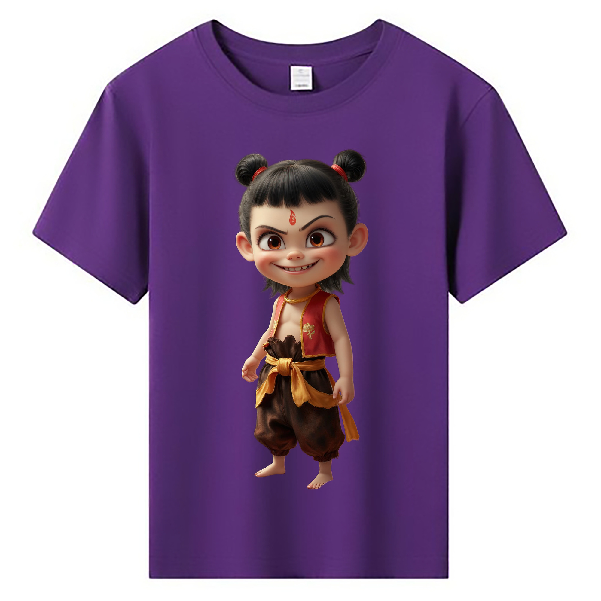 （画像用） Ne Zha 2 ナタ 魔童の大暴れ 綿100％キッズTシャツ（フロントプリント）